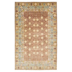 12 x 20 Brown Contemporary Khotan Style Wool Rug with Allover Design