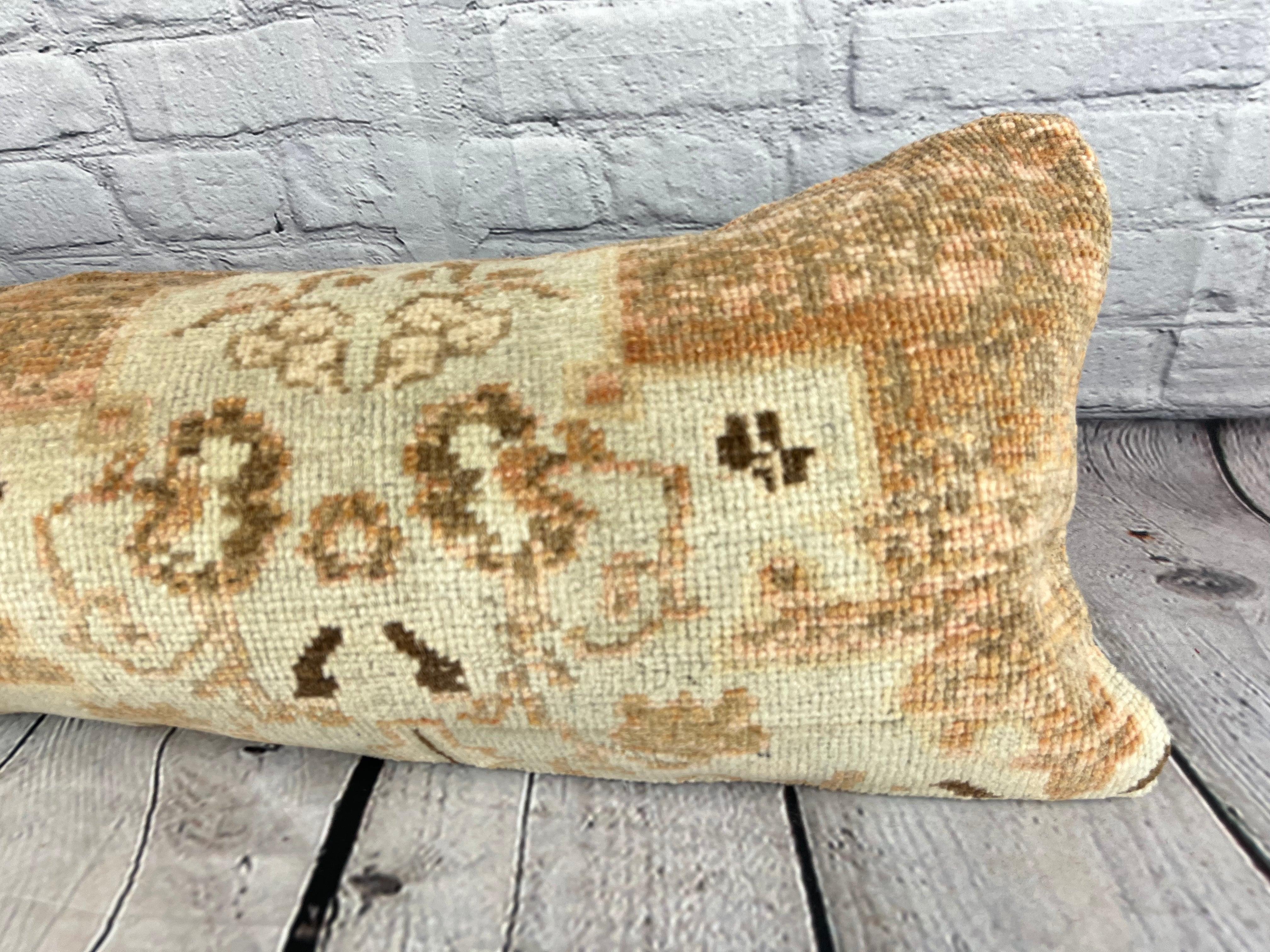 Hand-Knotted 12 x 36 Lumbar Rug Pillow Sapphire Serenity Turkish Pillow Cushion Cover #6631