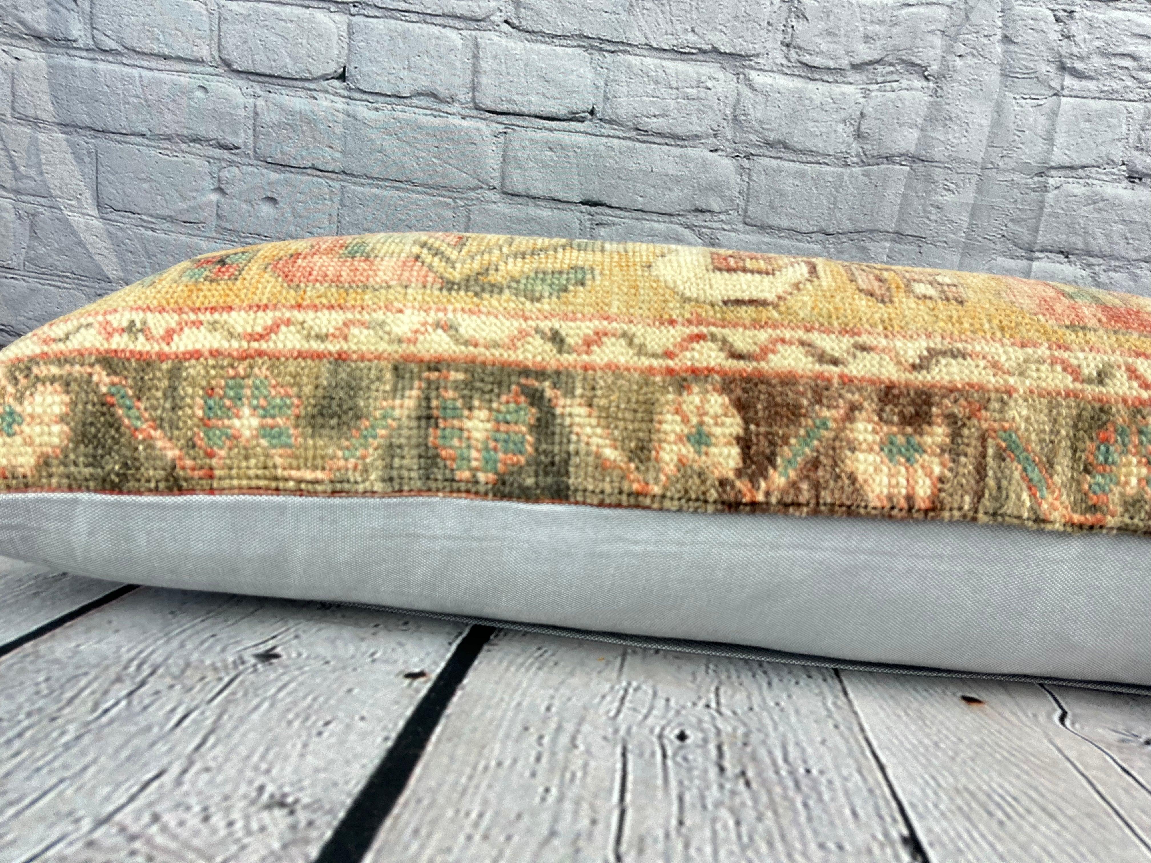 12 x 36 Lumbar Rug Pillow Turkish Essence Turkish Pillow Cushion Cover #6662 In New Condition For Sale In Houston, TX