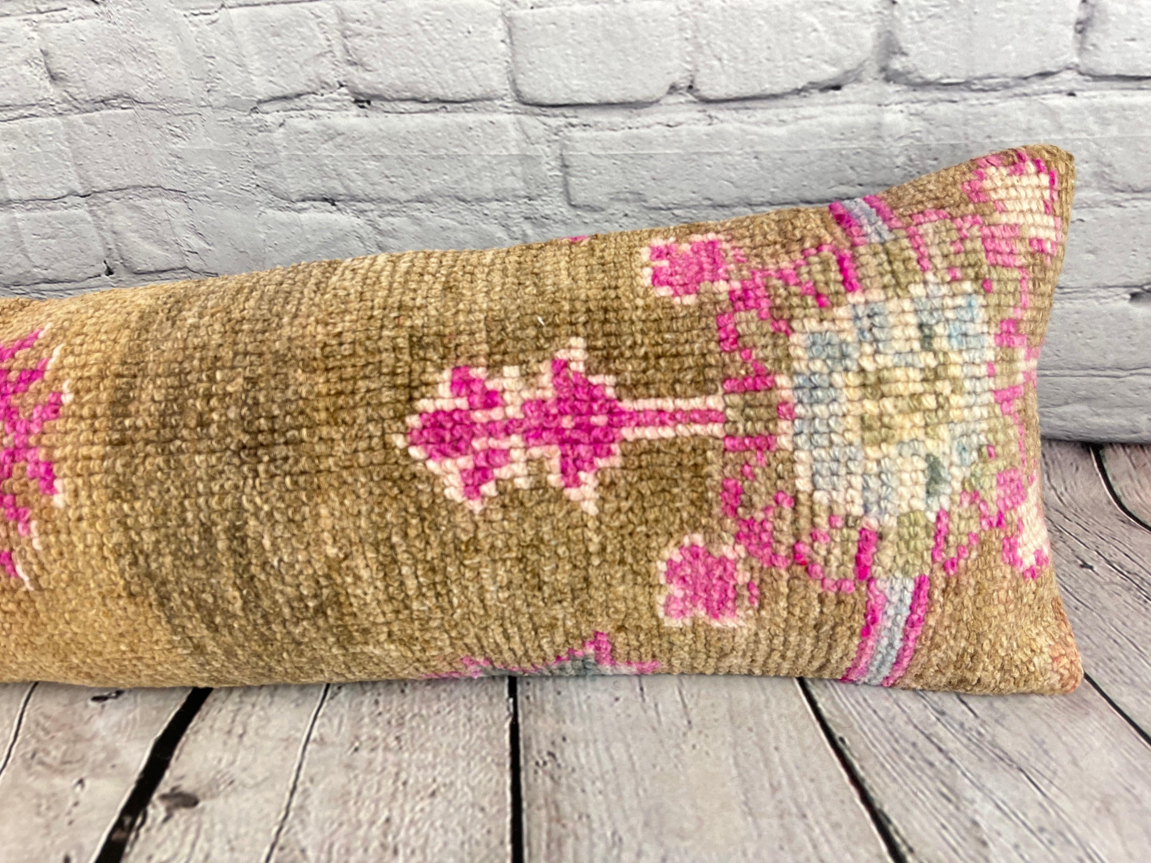 Hand-Knotted 12 x 46 Lumbar Rug Eastern Extravagance Turkish Pillow Cushion Cover #7498