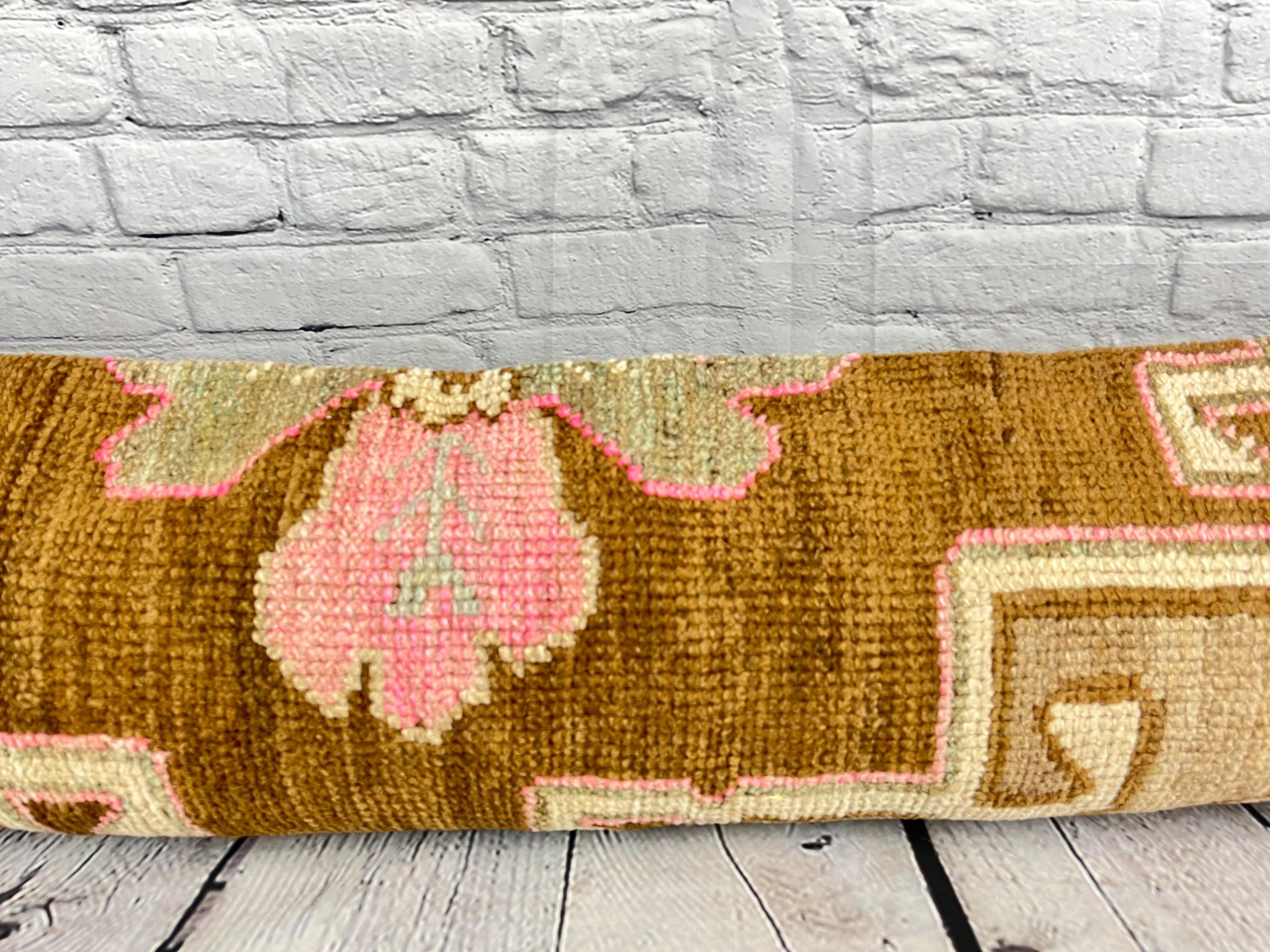 Noué à la main Tapis d'oreiller turc coussin de 12 x 46 couvercle exquis de fabrication artisanale n°7785 en vente