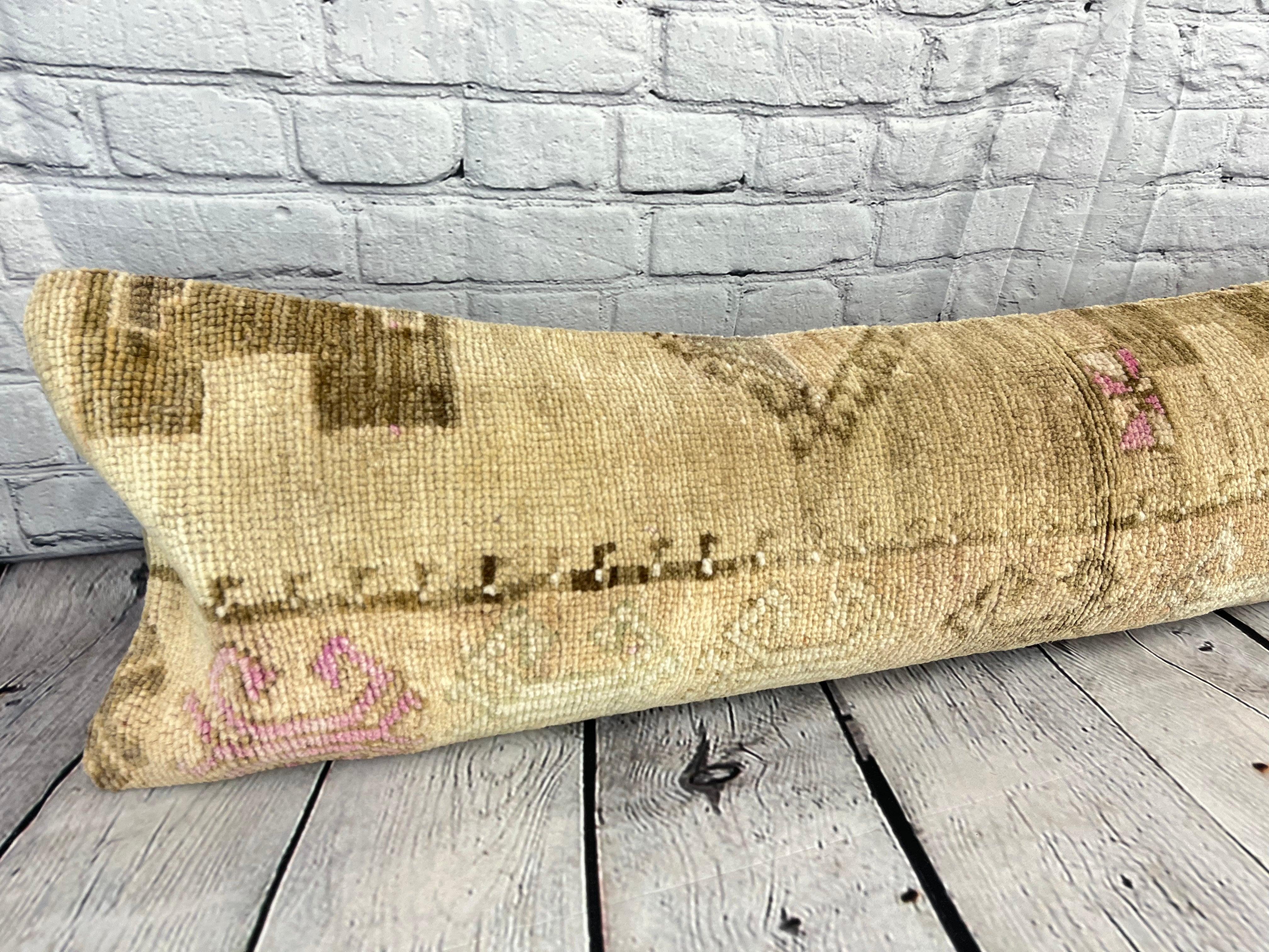Annodato a mano 12 x 46 Cuscino Tappeto Lombare Anatolian Jewell Cuscino Turco Copricuscino #7770 in vendita