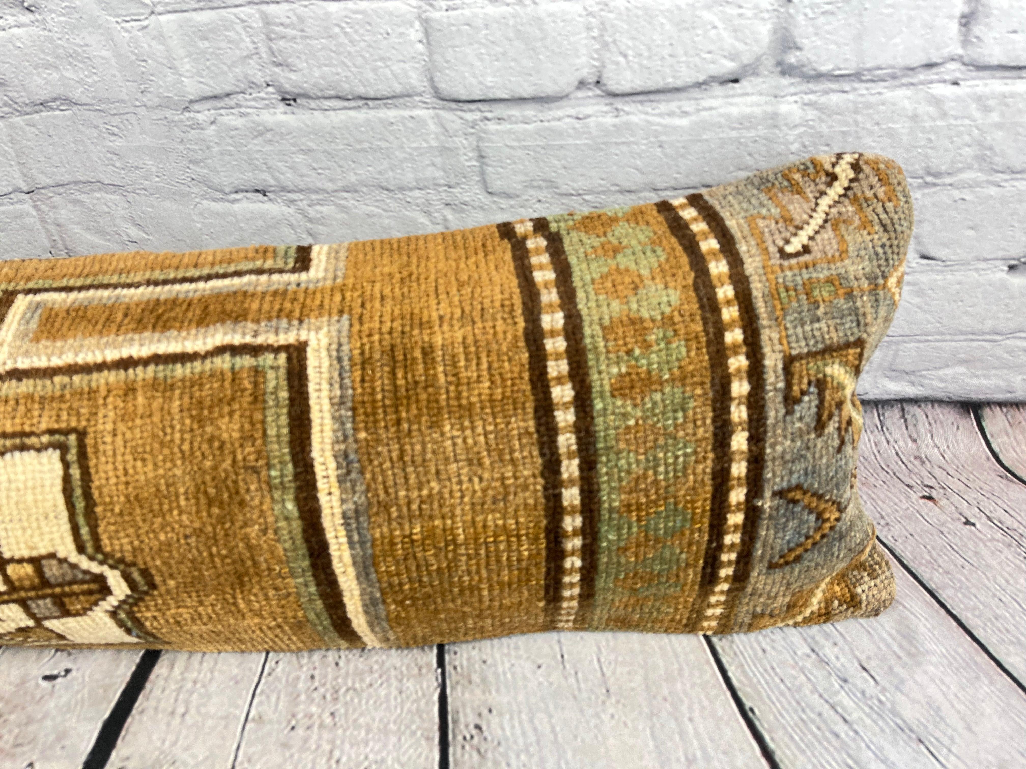 Annodato a mano 12 x 46 Cuscino per tappeto lombare Cuscino Turco Opulenza Artigianale Copricuscino #7754 in vendita