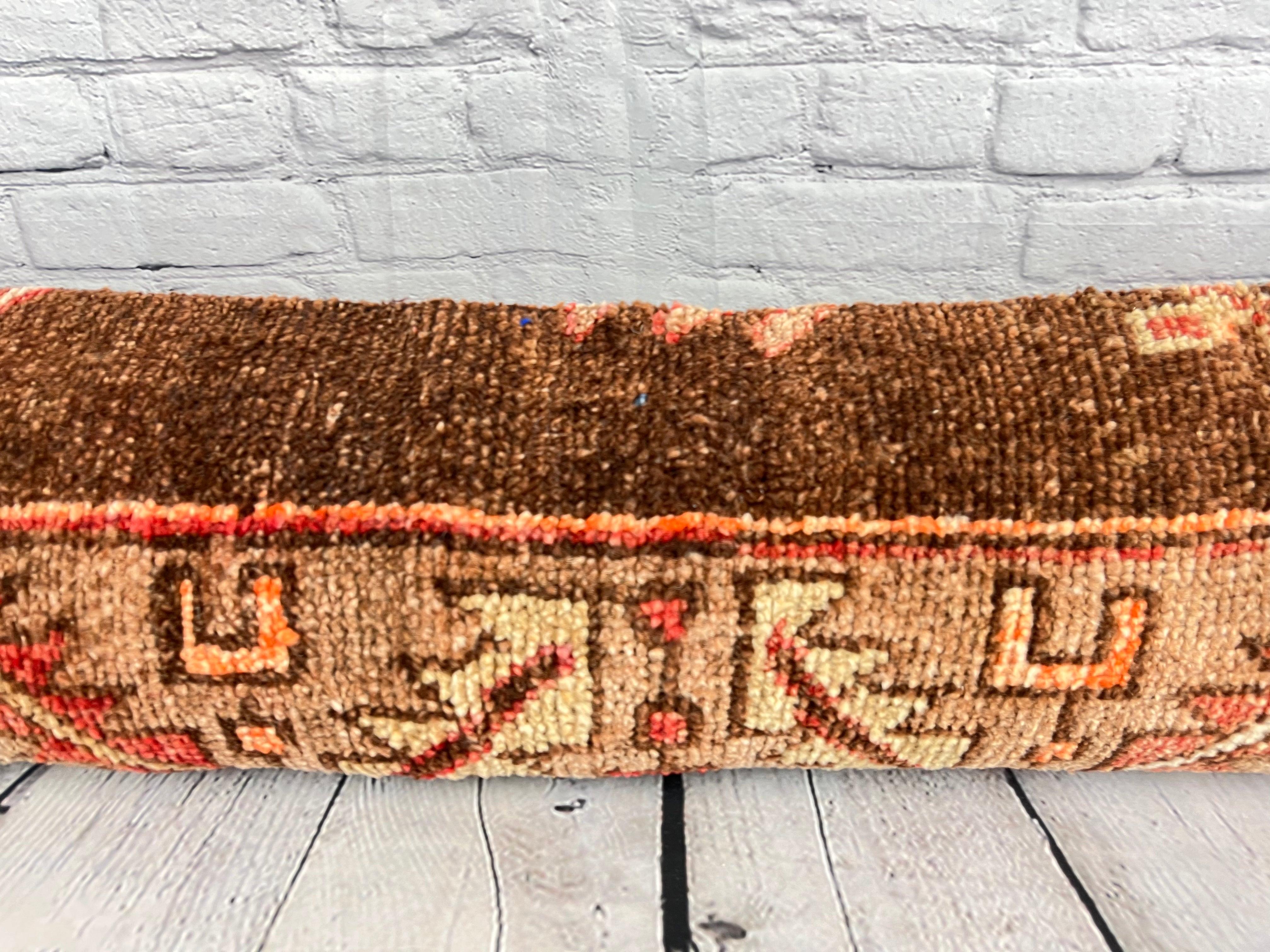 Noué à la main Coussin de tapisserie lombaire 12 x 46 style bohème chic turc coussin de protection n° 7789 en vente