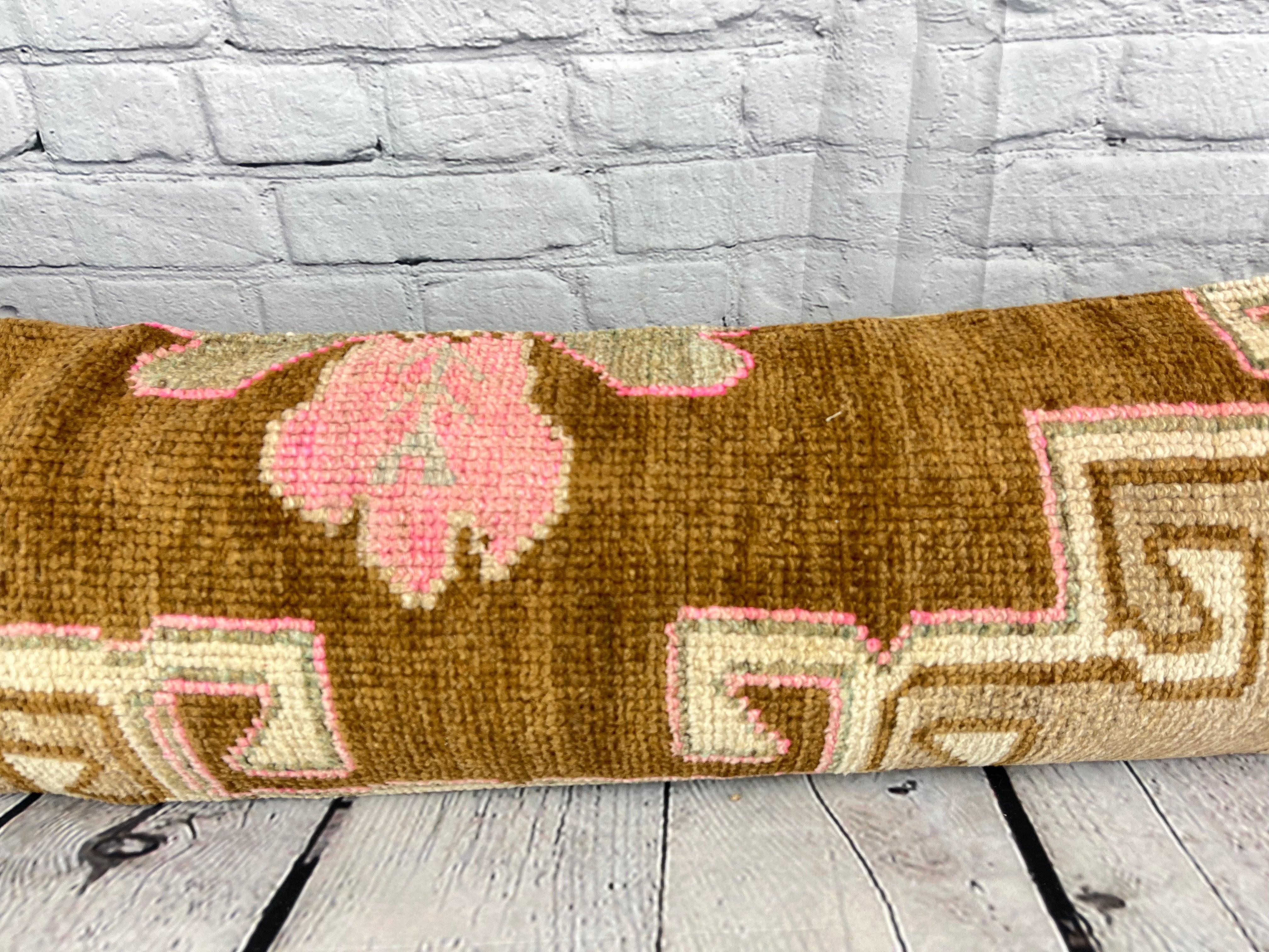 Noué à la main Coussin de tapisserie lombaire 12 x 46 Luxe Bohème Coussin de coussin turc n°7762 en vente