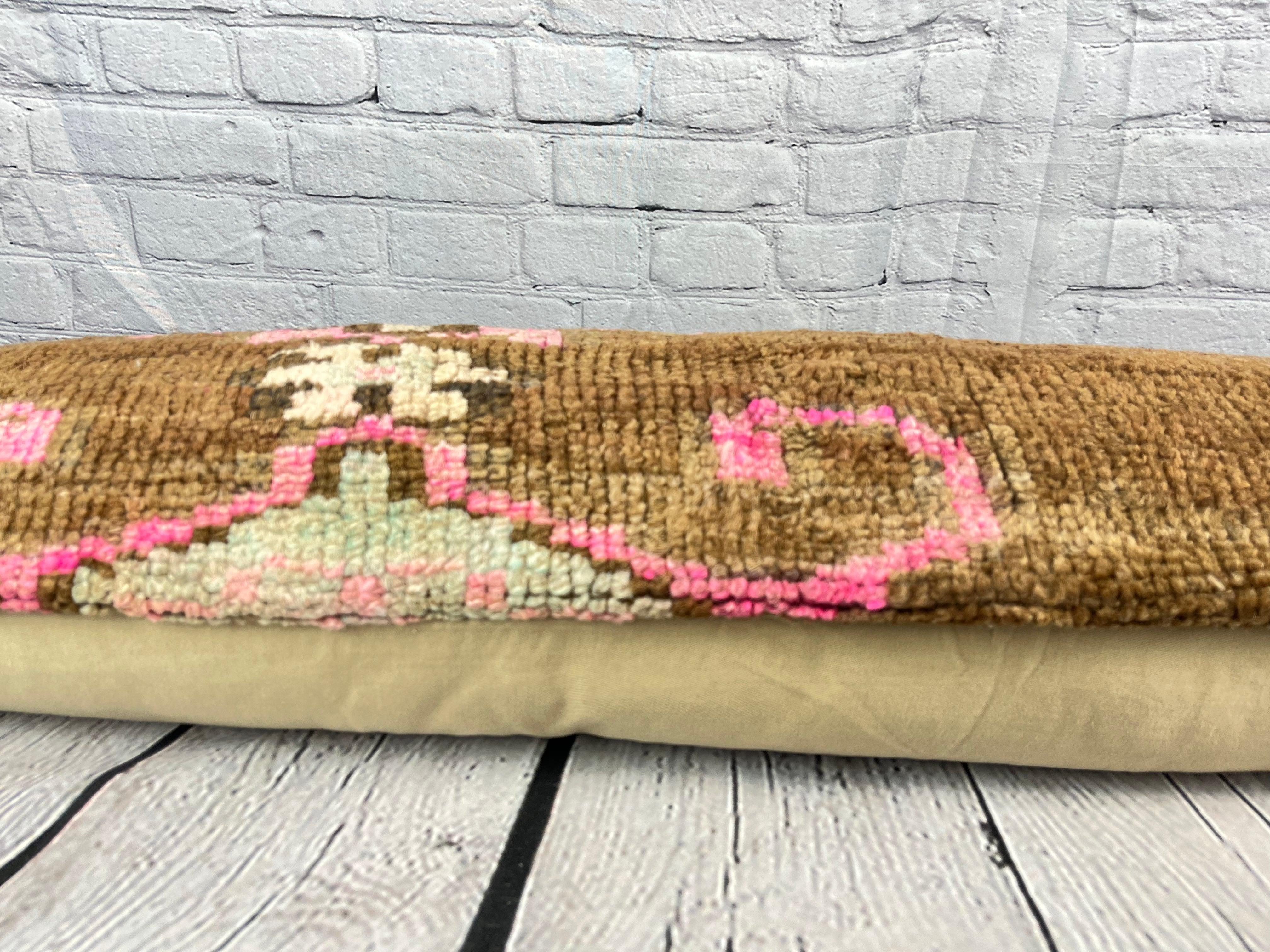 12 x 46 Almohada Alfombra Lumbar Almohada Turca Susurro del Bósforo Funda de Cojín #7752 Anudado a mano en venta