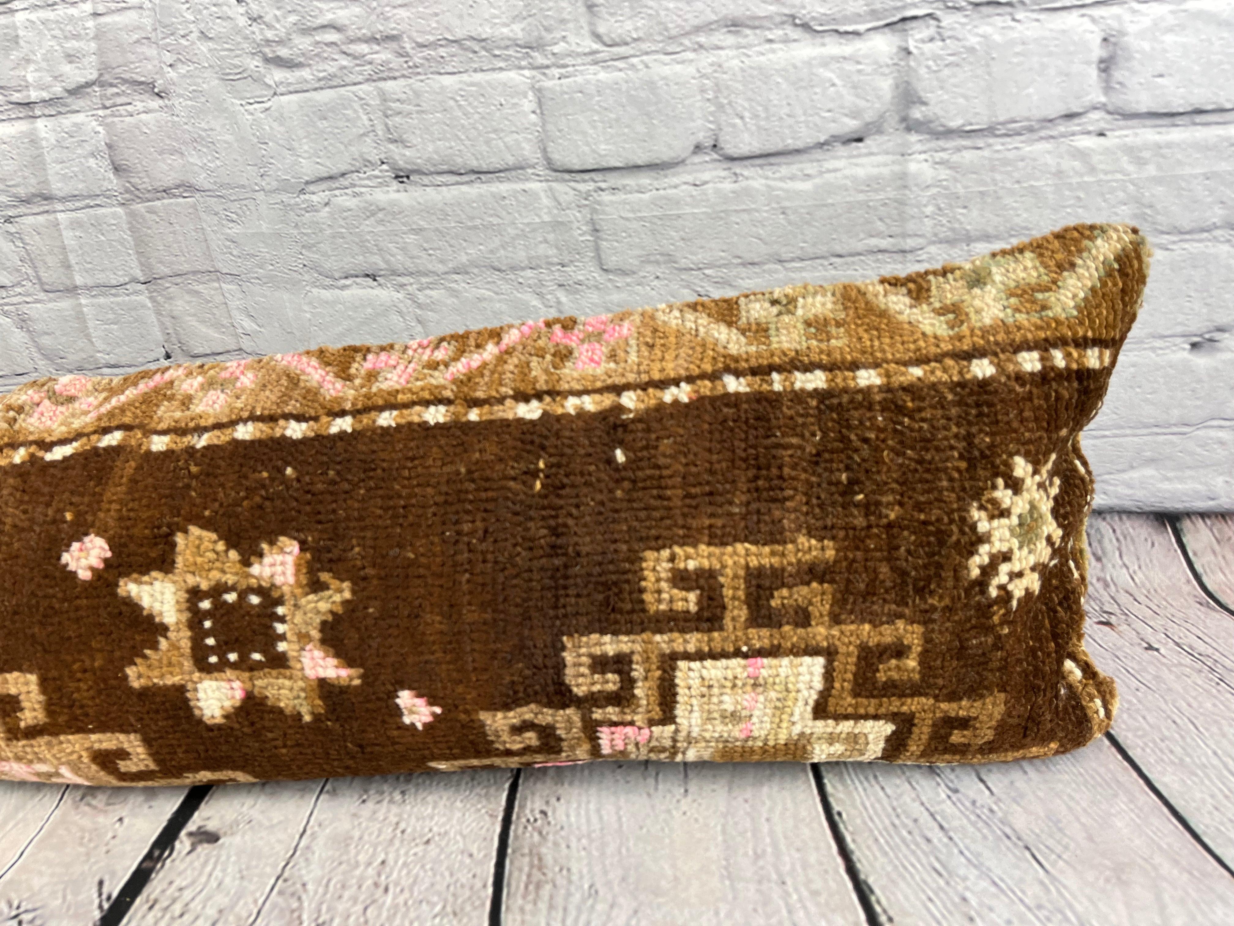 12 x 46 Lendenteppich Kissen Cultural Splendor Türkisches Kissen mit Kissenbezug #7775 (Handgeknüpft) im Angebot