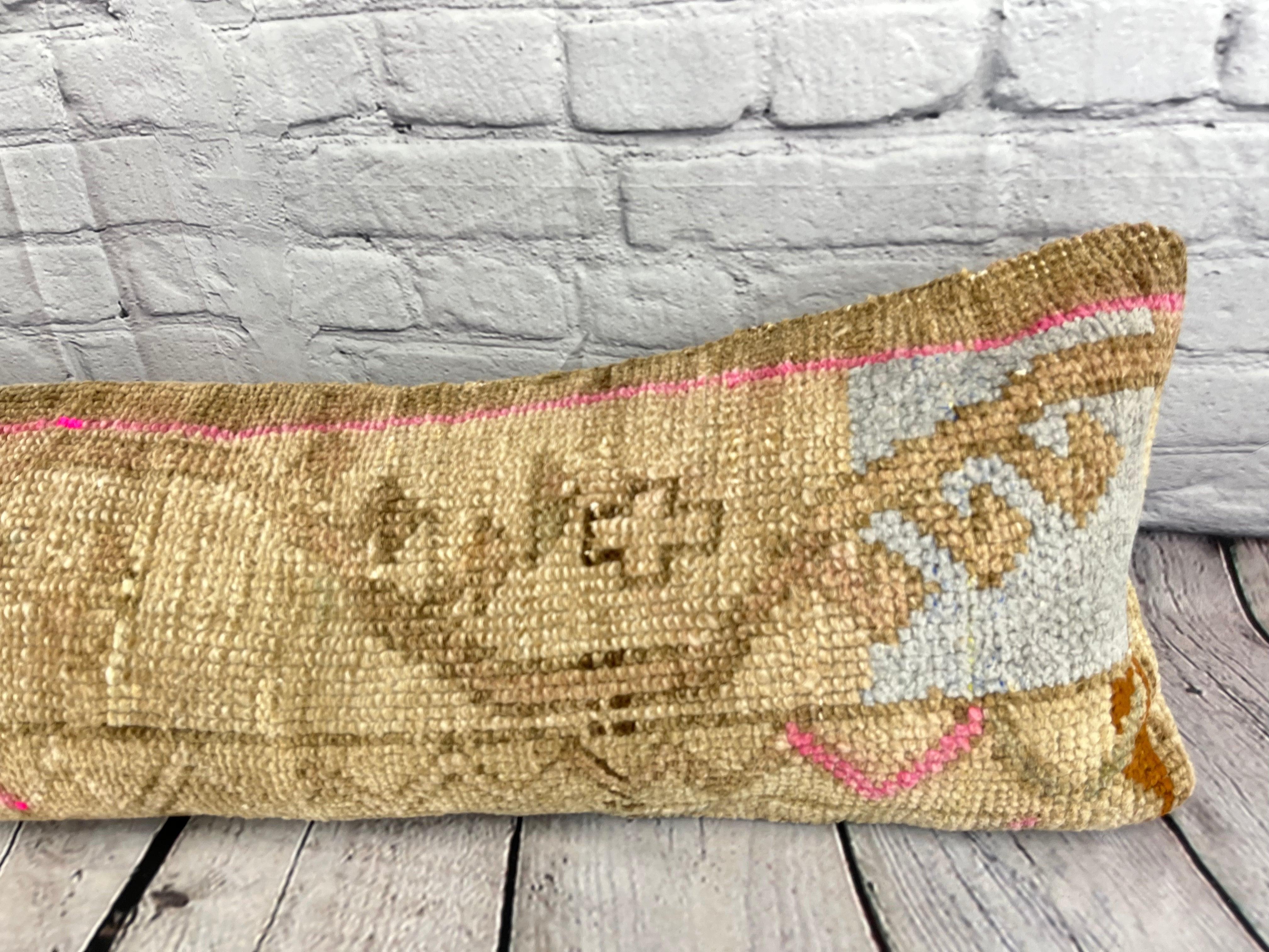 Noué à la main 12 x 46 Tapis Lombaire Charme Ethnique Oreiller Turc Housse de Coussin #7776 en vente