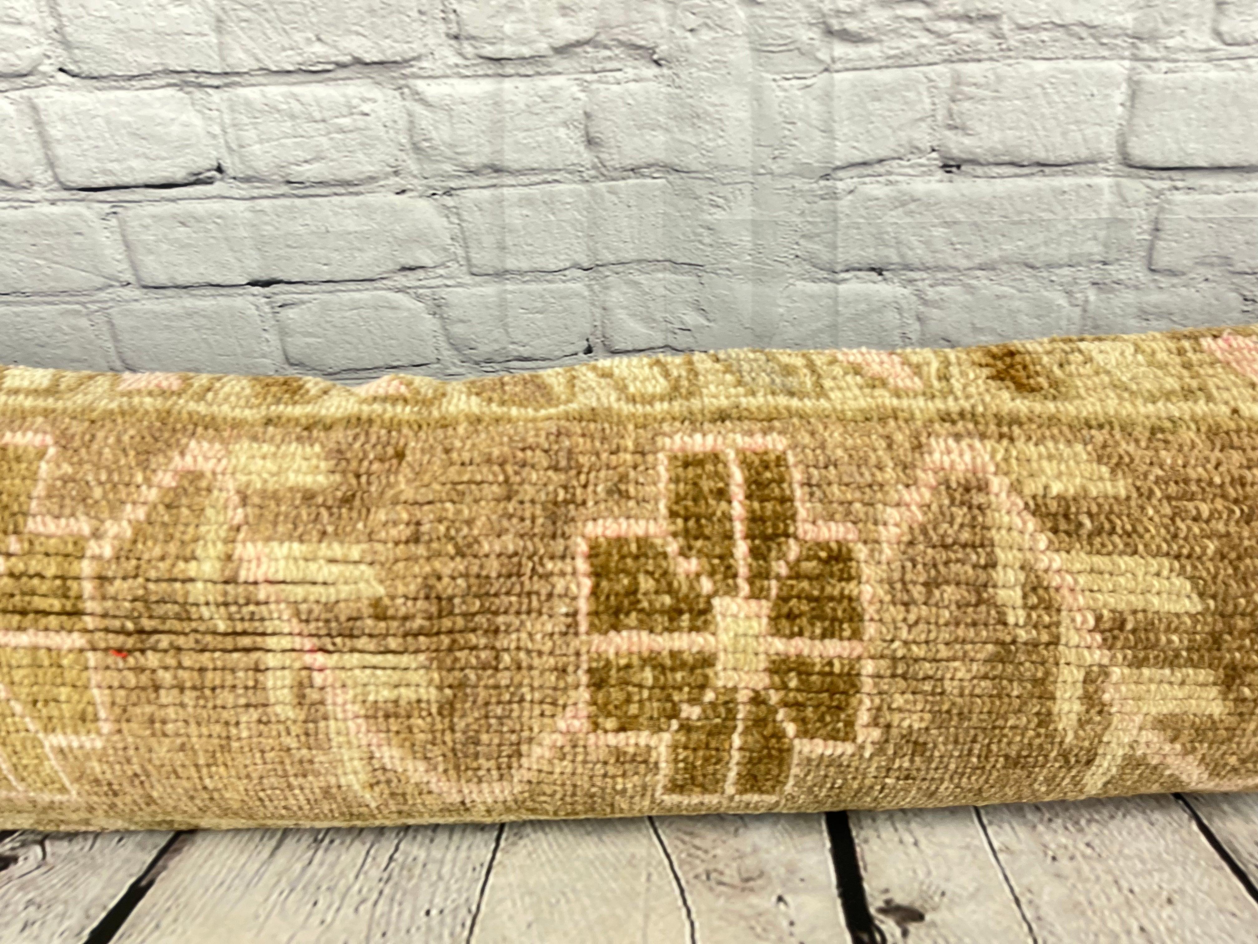 Noué à la main Tapis lombaire Opulence ethnique Coussin de coussin turc 12 x 46 #7522 en vente