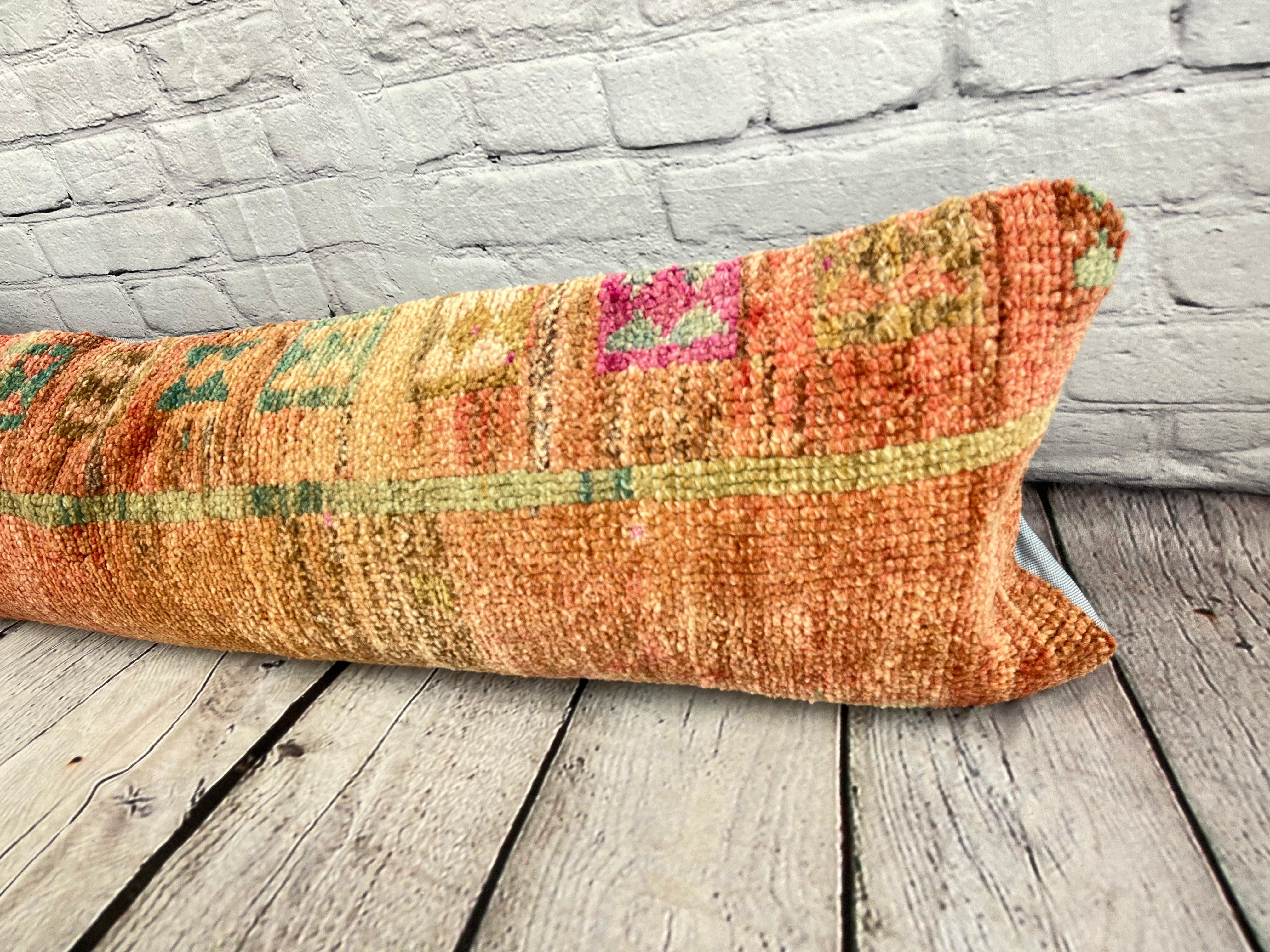 12 x 46 Lumbar Rug Pillow Exotic Splendor Turkish Pillow Cushion Cover #7534 Enhance your home decor with our Lumbar Rug Pillow Turkish Rug Cushion. This exquisite pillow cover, meticulously handwoven, brings a touch of elegance and cultural