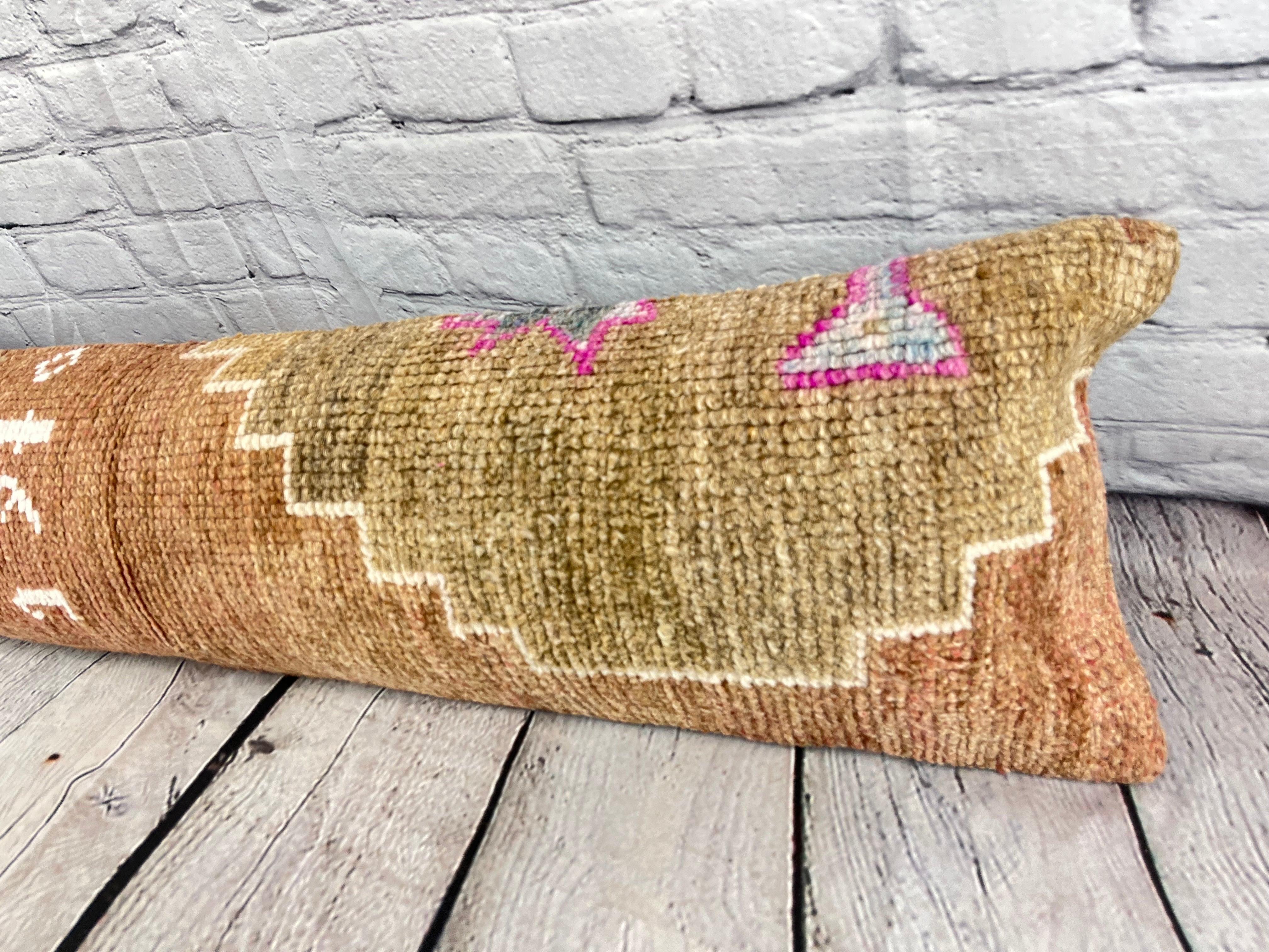 12 x 46 Lumbar Rug Pillow Nomadic Comfort Turkish Pillow Cushion Cover #7561 

Enhance your home decor with our Lumbar Rug Pillow Turkish Rug Cushion. This exquisite pillow cover, meticulously handwoven, brings a touch of elegance and cultural