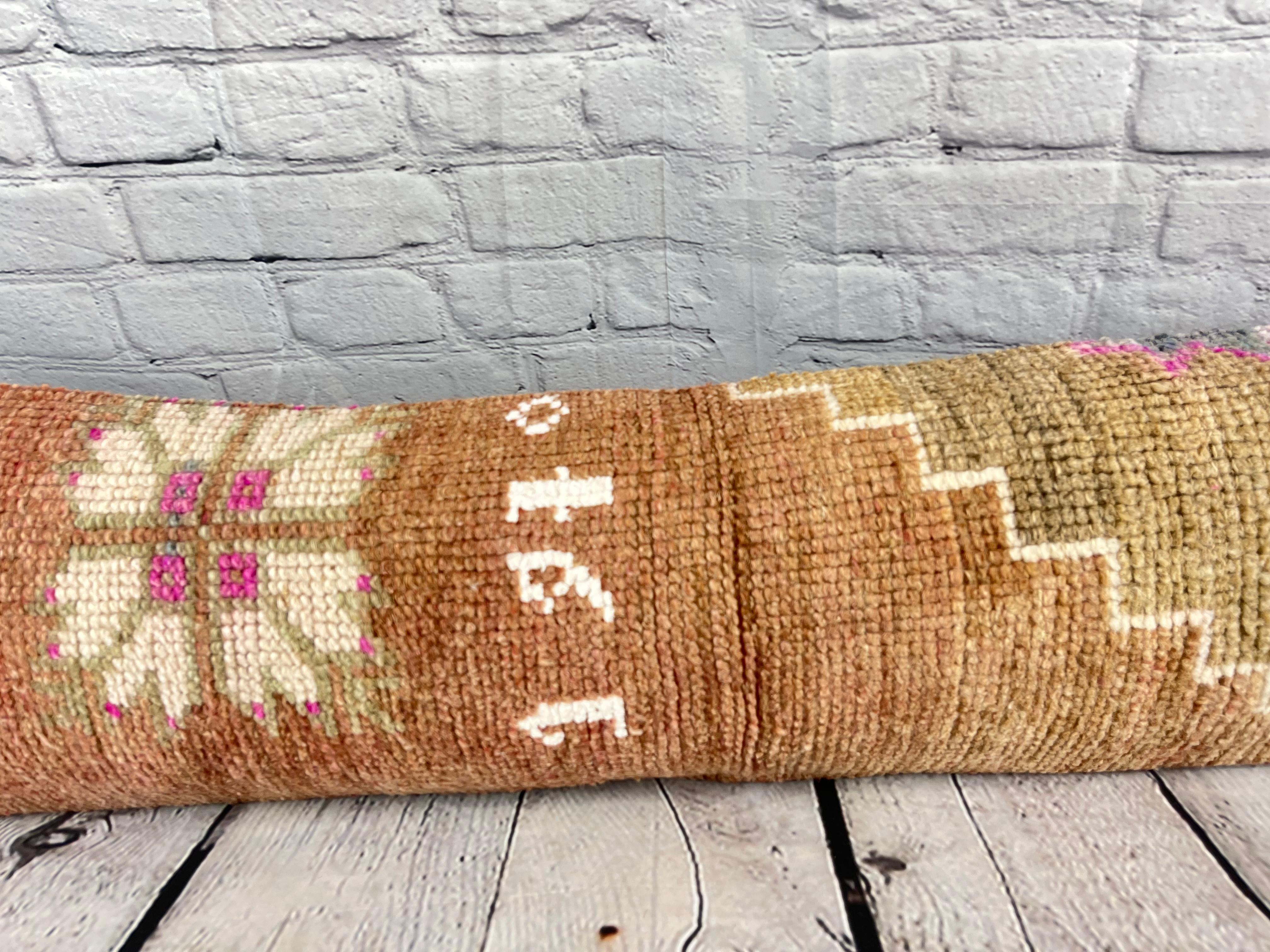 Wool 12 x 46 Lumbar Rug Pillow Nomadic Comfort Turkish Pillow Cushion Cover #7561 For Sale