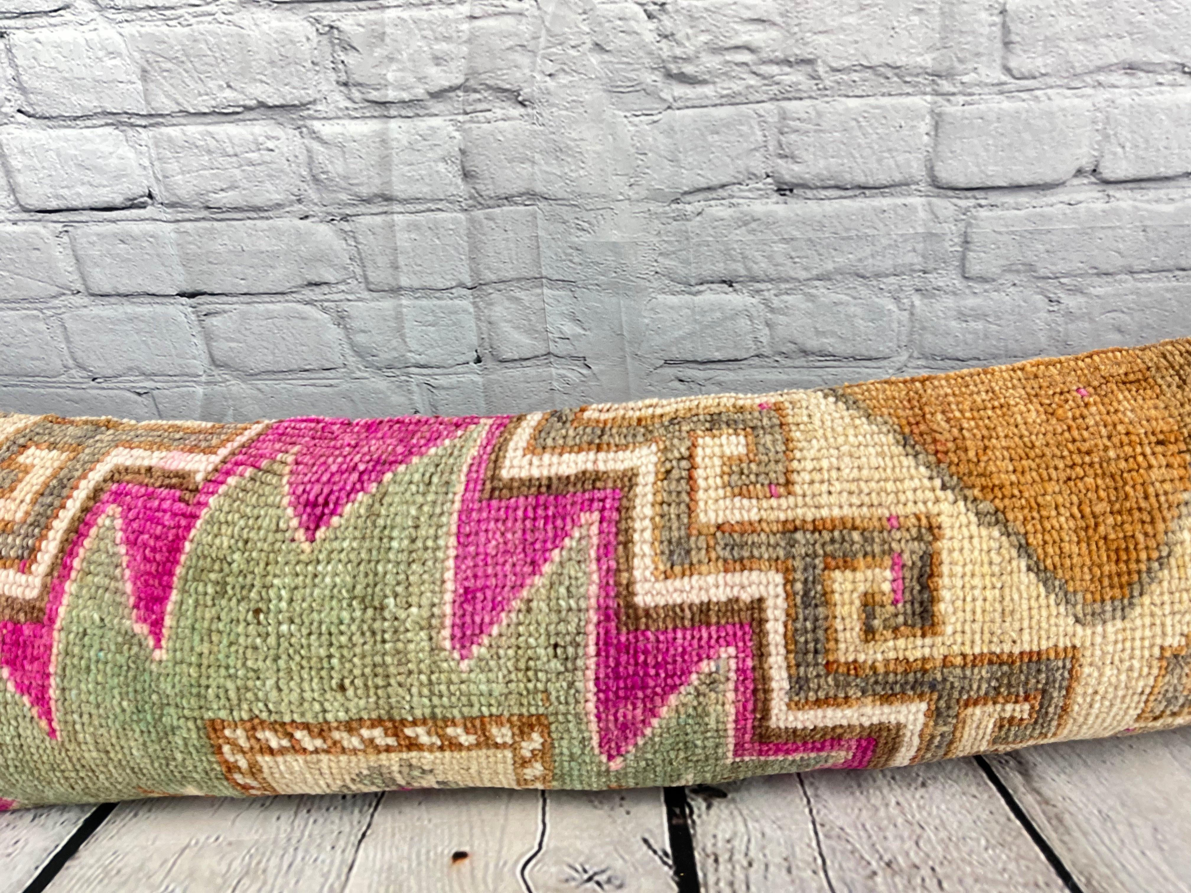 12 x 46 Almohada Alfombra Lumbar Almohada Turca Majestad Oriental Funda de Cojín #7564 Anudado a mano en venta