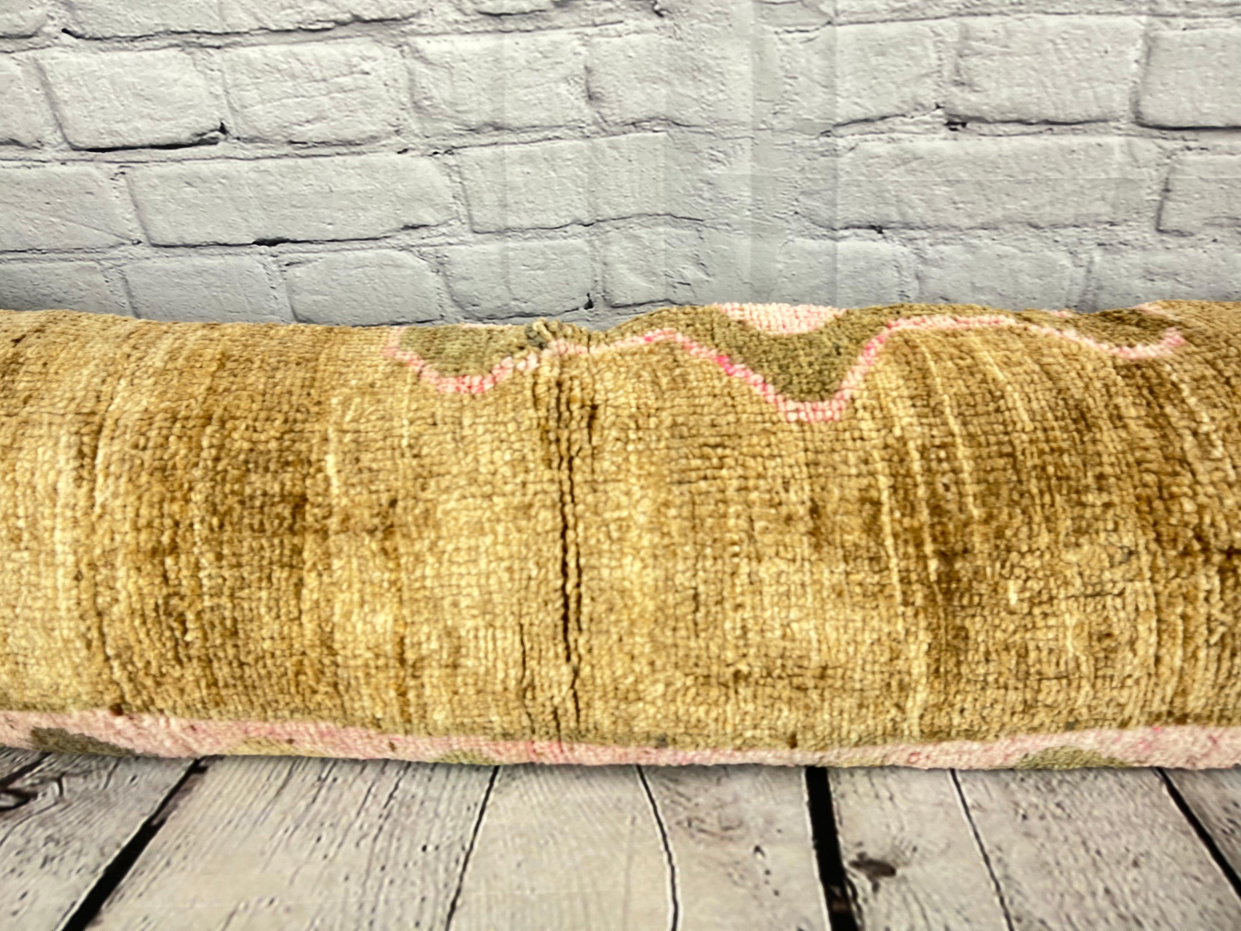 Annodato a mano 12 x 46 Cuscino per tappeti lombari Cuscino turco con motivi in peluche Copricuscino #7500 in vendita