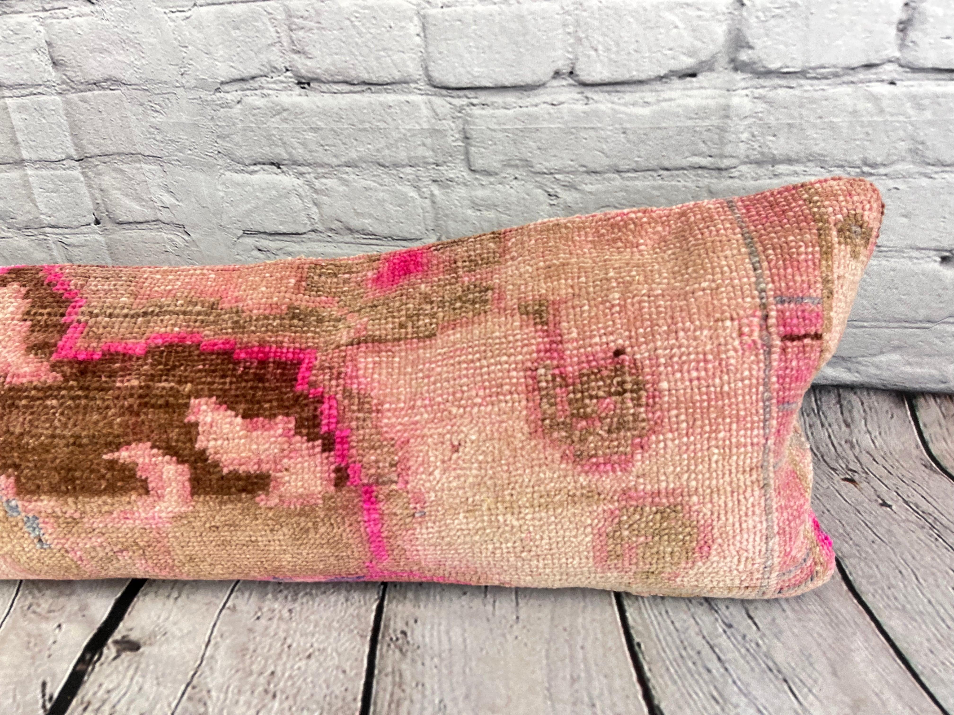 Hand-Knotted 12 x 46 Lumbar Rug Pillow Rich Heritage Turkish Pillow Cushion Cover #7779