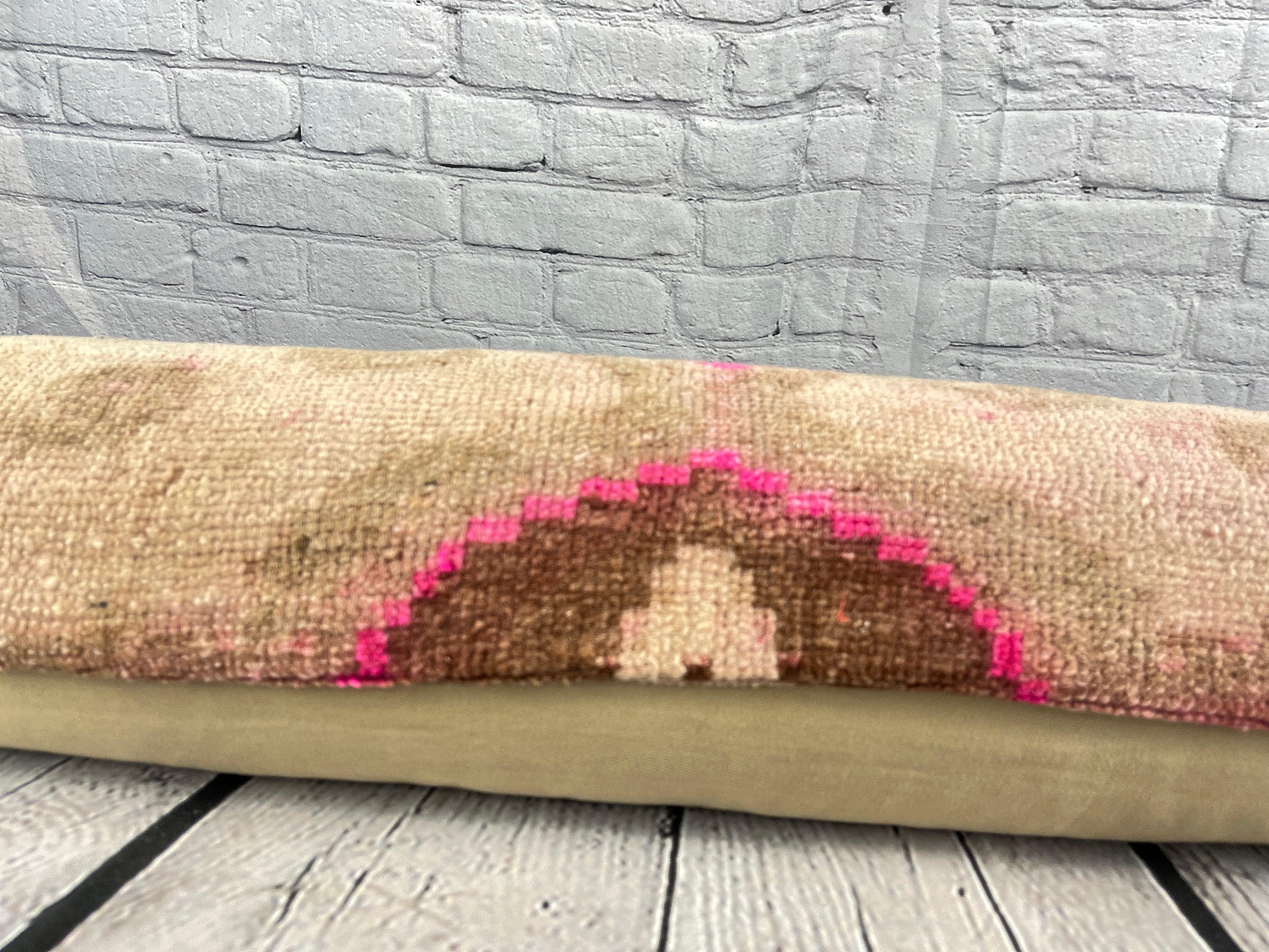Annodato a mano 12 x 46 Cuscino per tappeto lombare Serenity Haven Cuscino turco Copricuscino #7742 in vendita