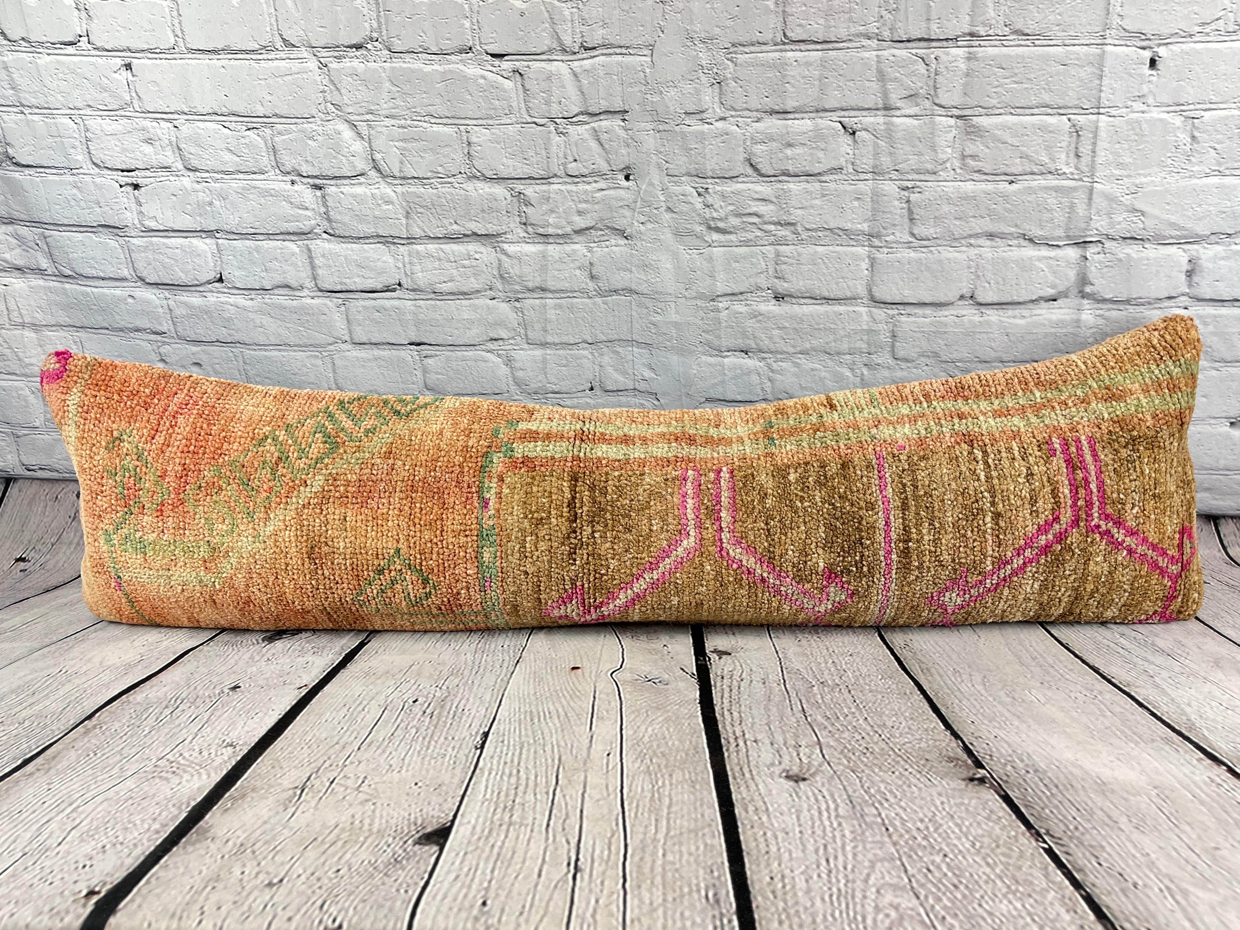 Turco 12 x 46 Cuscino tappeto lombare Tesori tessili Cuscino turco Copricuscino #7554 in vendita
