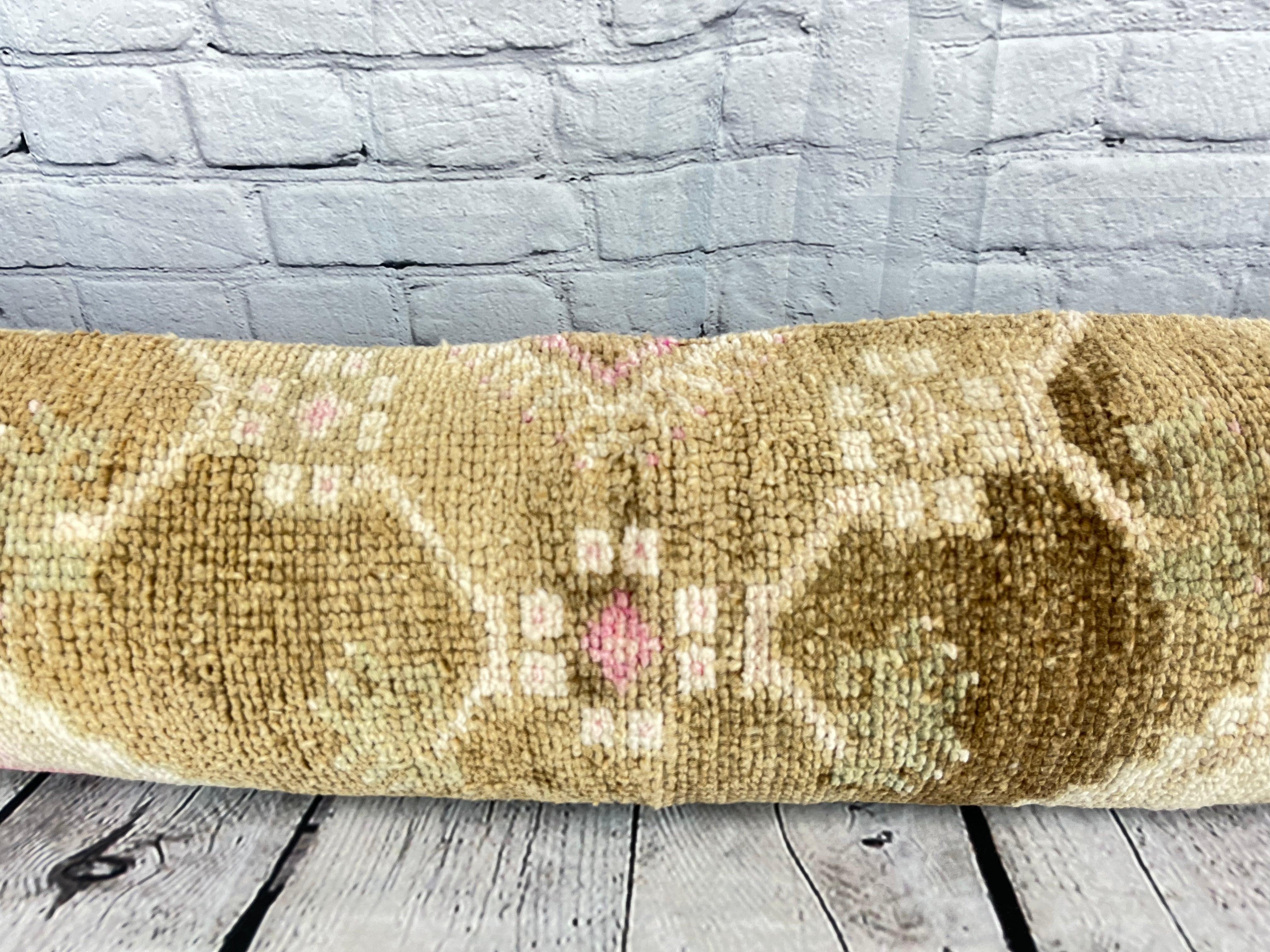Noué à la main 12 x 46 Oreiller de tapis lombaire Tranquil Retreat Turkish Pillow Cushion Cover #7519 en vente
