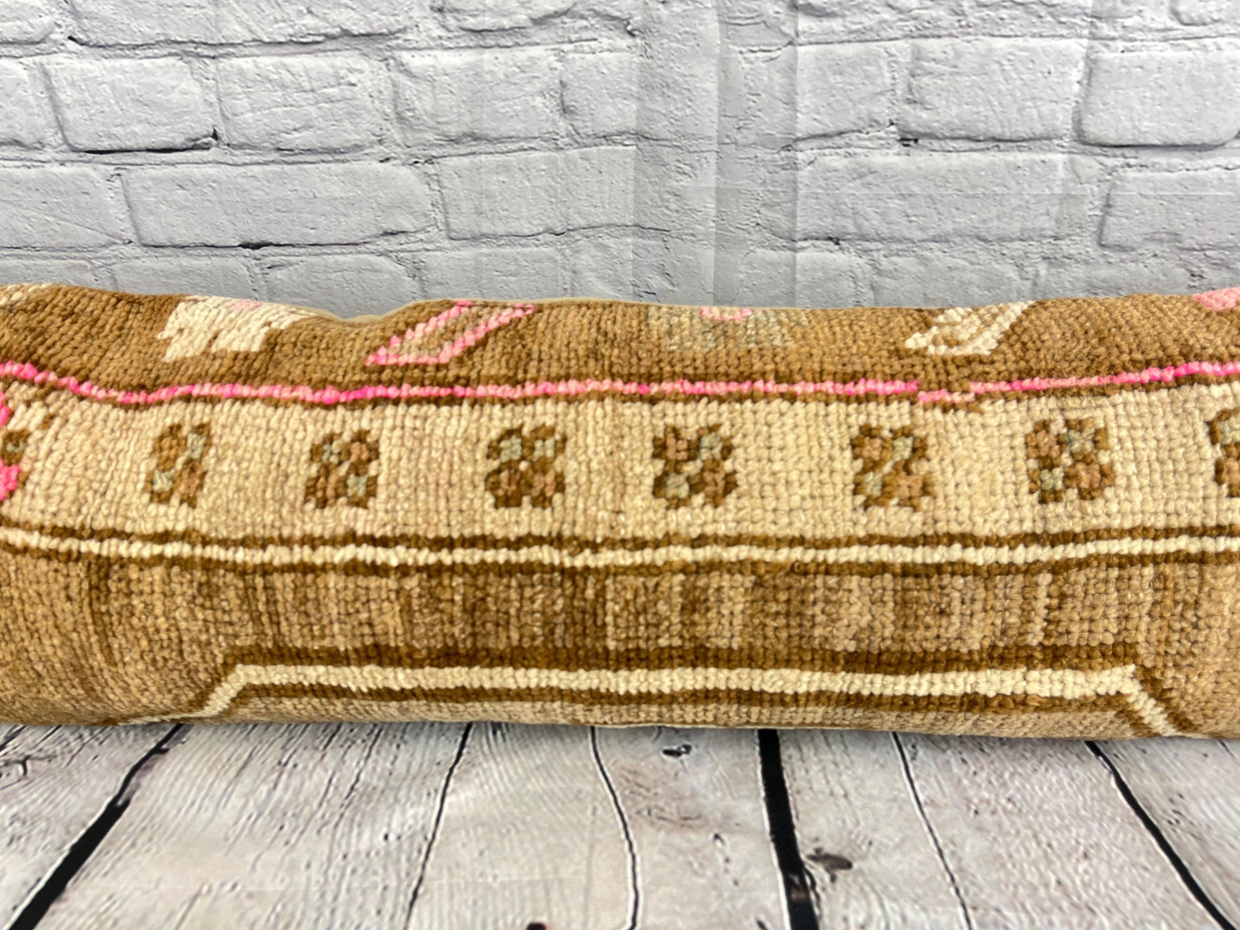 Annodato a mano 12 x 46 Cuscino per tappeto lombare Tocchi turchi Cuscino turco Copricuscino #7765 in vendita