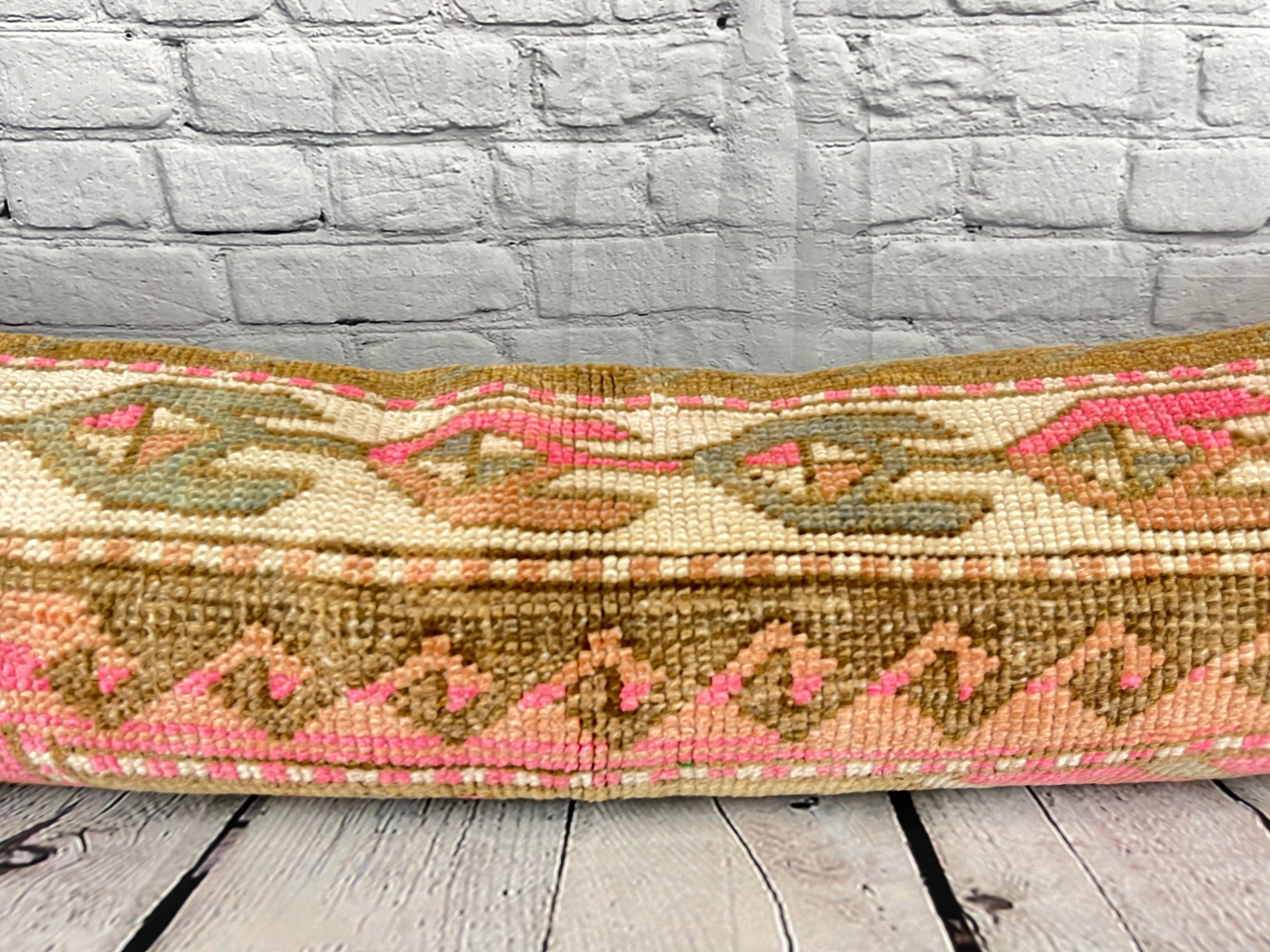 Noué à la main 12 x 46 Tapis Lombaire Oreiller Vibrant Tradition Turque Housse de Coussin #7767 en vente