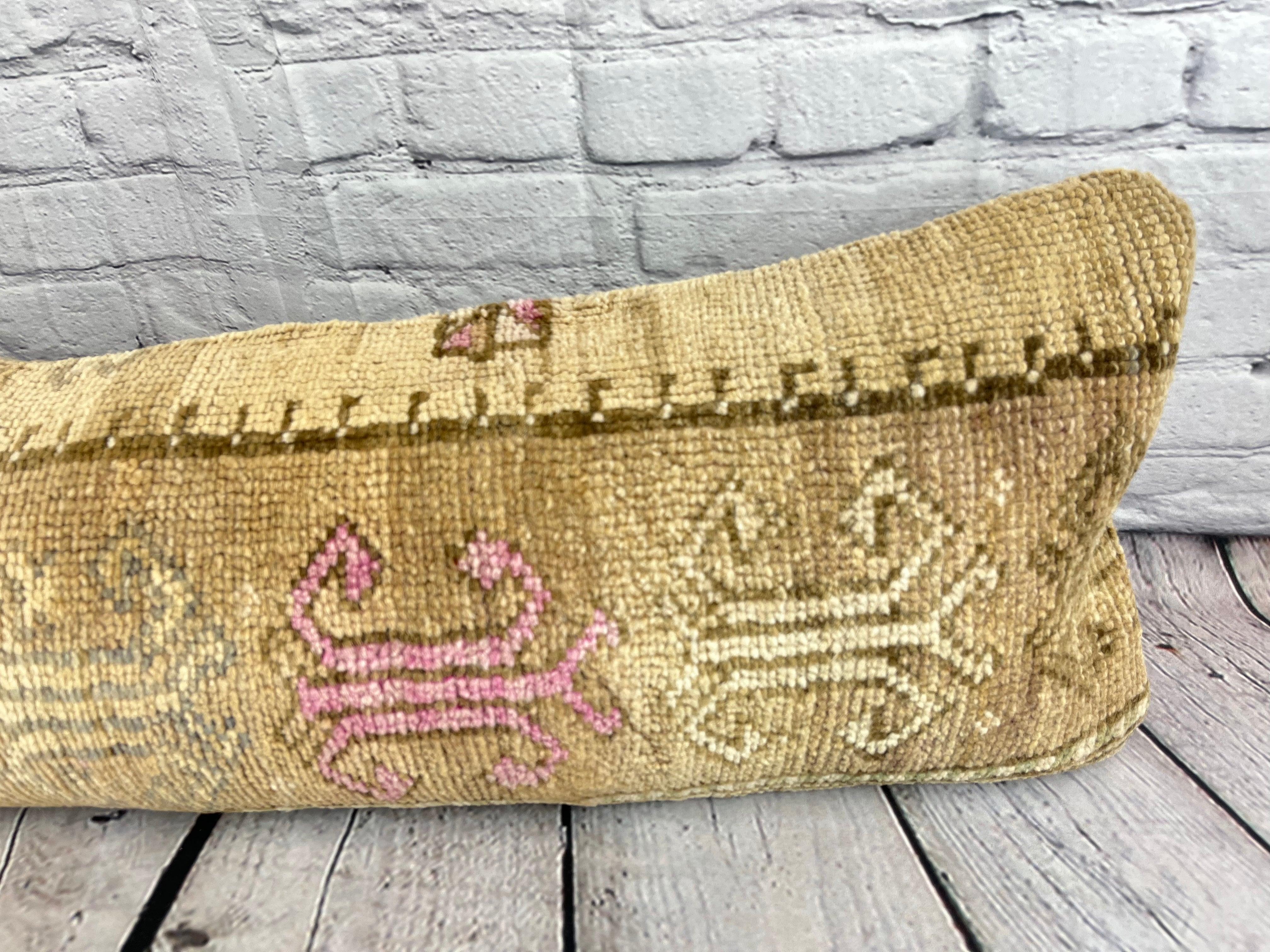 Annodato a mano 12 x 46 Tappeto Lombare Abbellimenti Regali Cuscino Turco Copricuscino #7793 in vendita