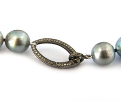 Grey Cultured Tahitian Pearl Strand Necklace with Sterling Spacer