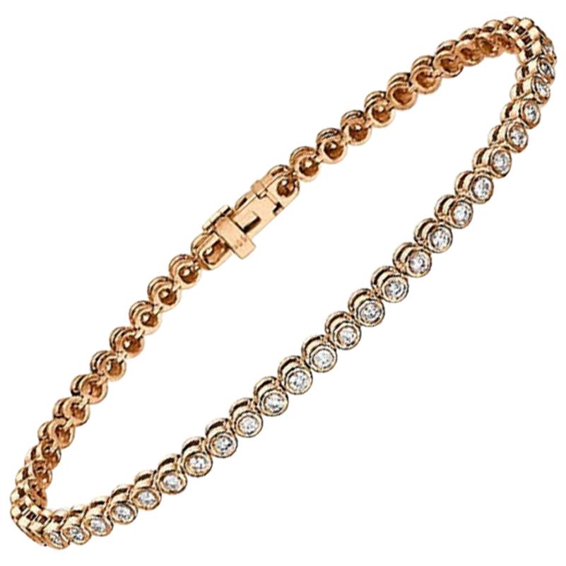 1.20 Carat 14 Karat Rose Gold Diamond Bracelet, Diamond Cups Tennis Bracelet