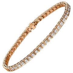 1.20 Carat 14 Karat Rose Gold Round Diamond Bracelet, Tennis Bracelet