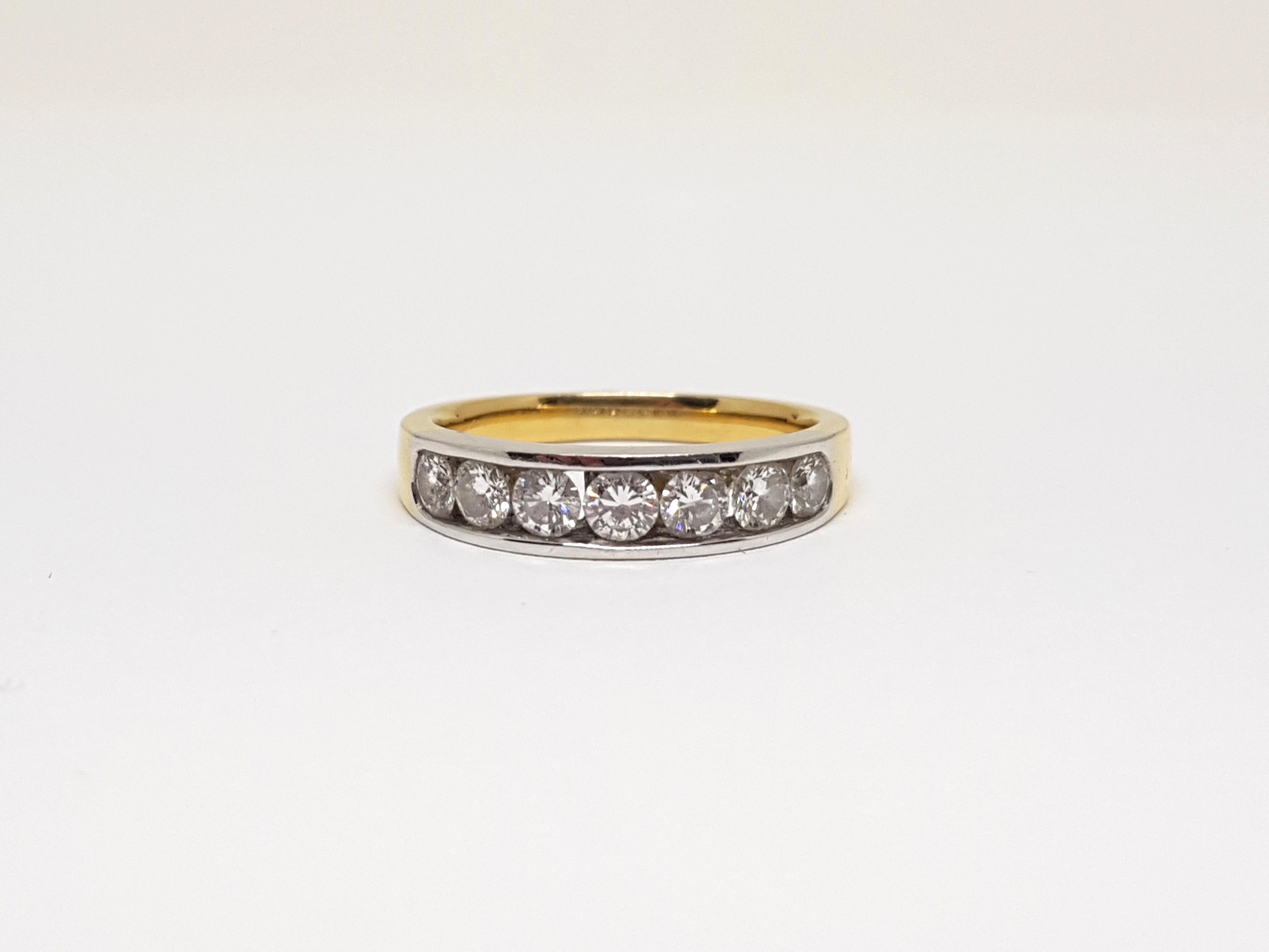 Women's 1.20 Carat 7-Stone Diamond Memory Ring For Sale