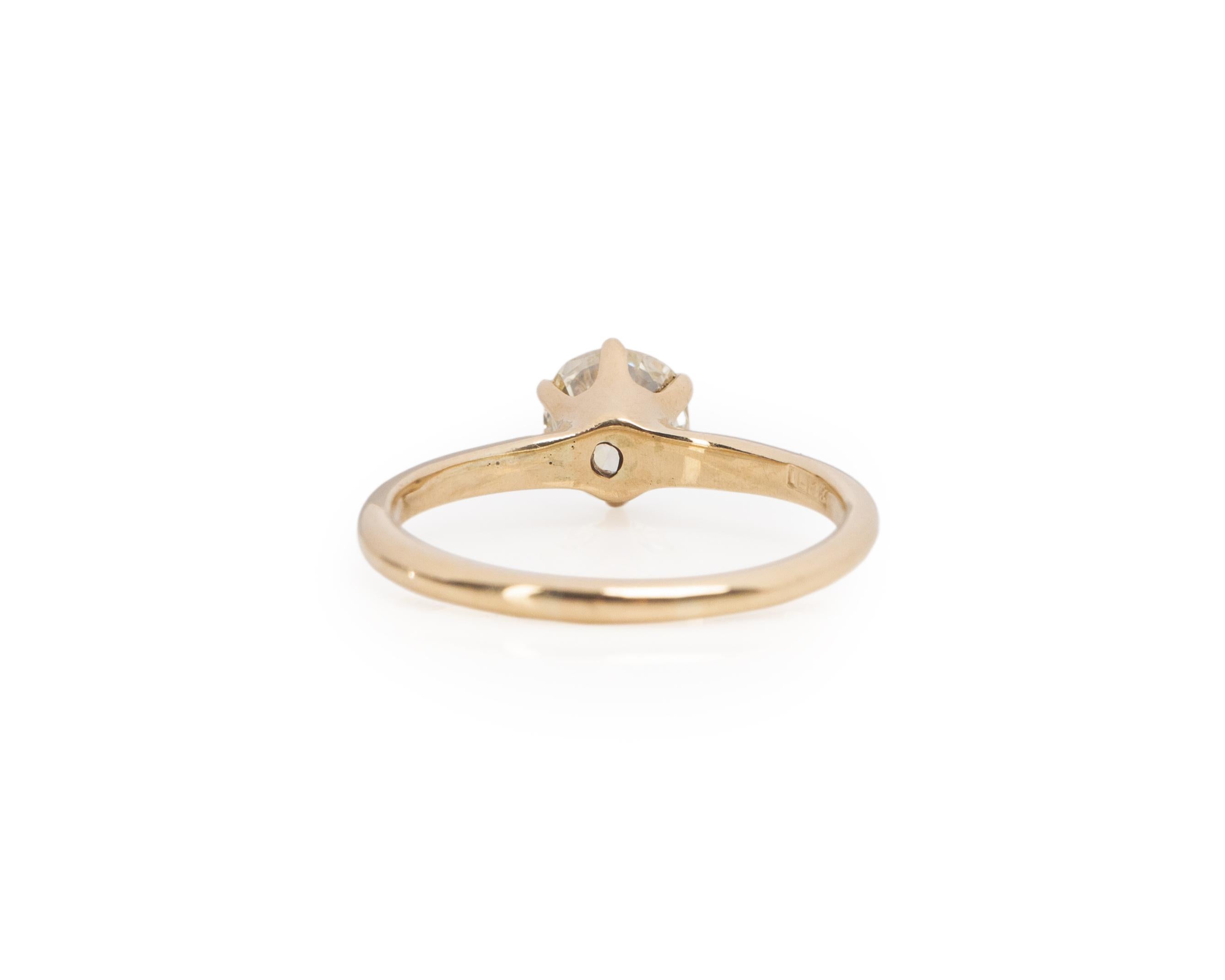1.20 Carat Art Deco Diamond 14 Karat Yellow Gold Engagement Ring In Good Condition For Sale In Atlanta, GA