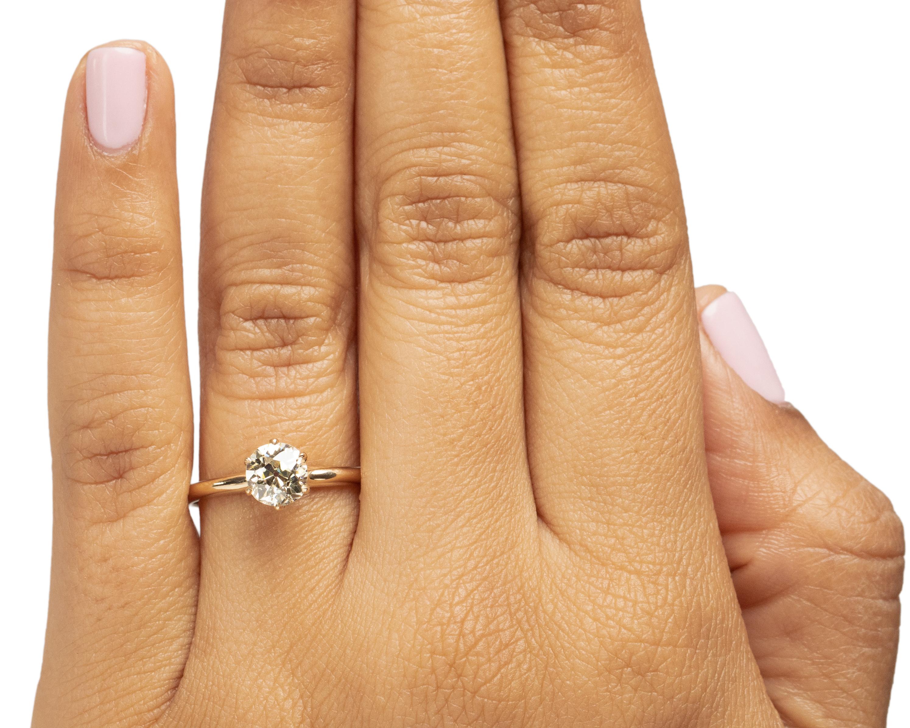 Women's 1.20 Carat Art Deco Diamond 14 Karat Yellow Gold Engagement Ring For Sale