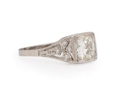 Anillo de compromiso de platino con diamantes Art Decó de 1.20 quilates