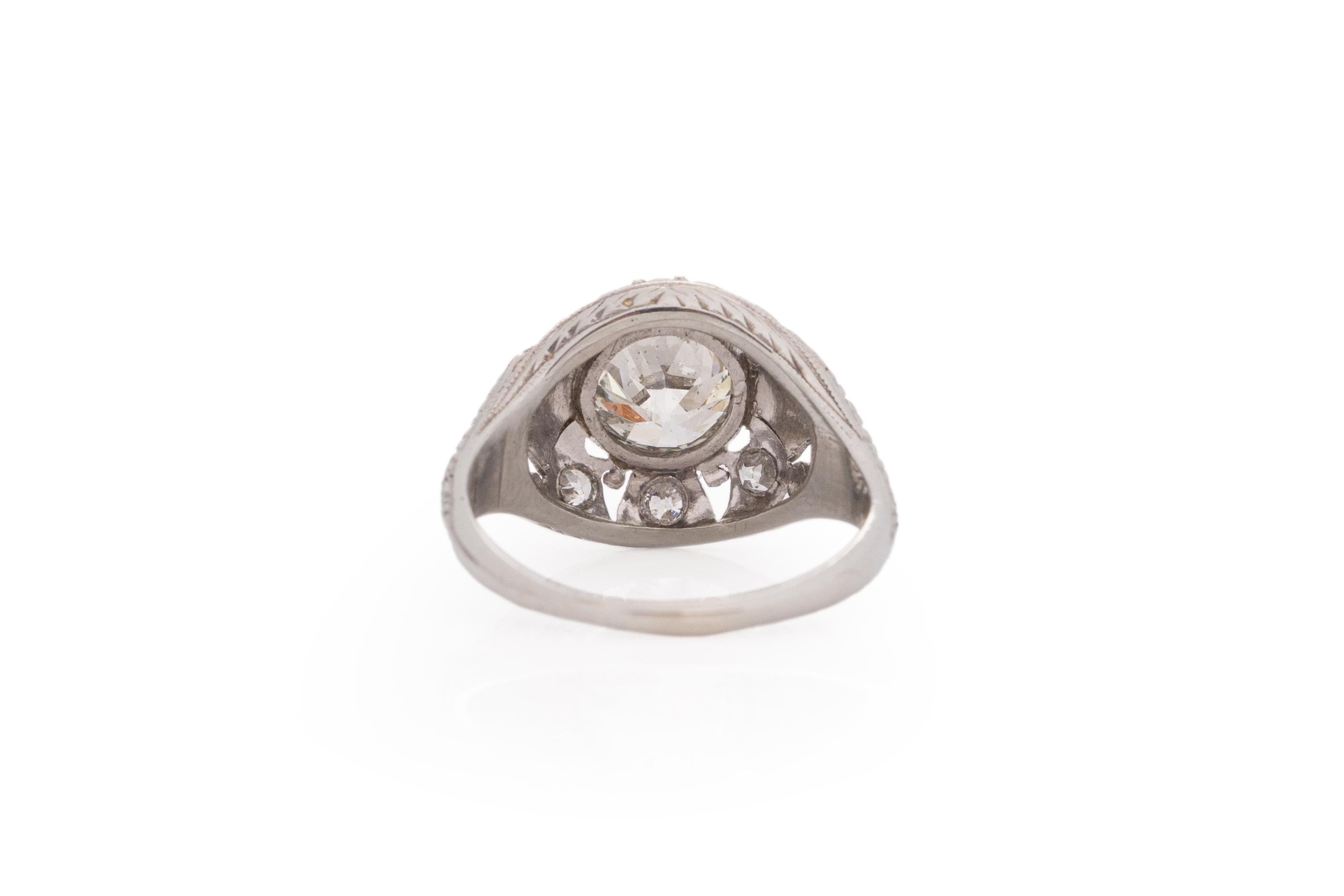 1,20 Karat Art Deco Diamant Platin Verlobungsring (Alteuropäischer Schliff) im Angebot