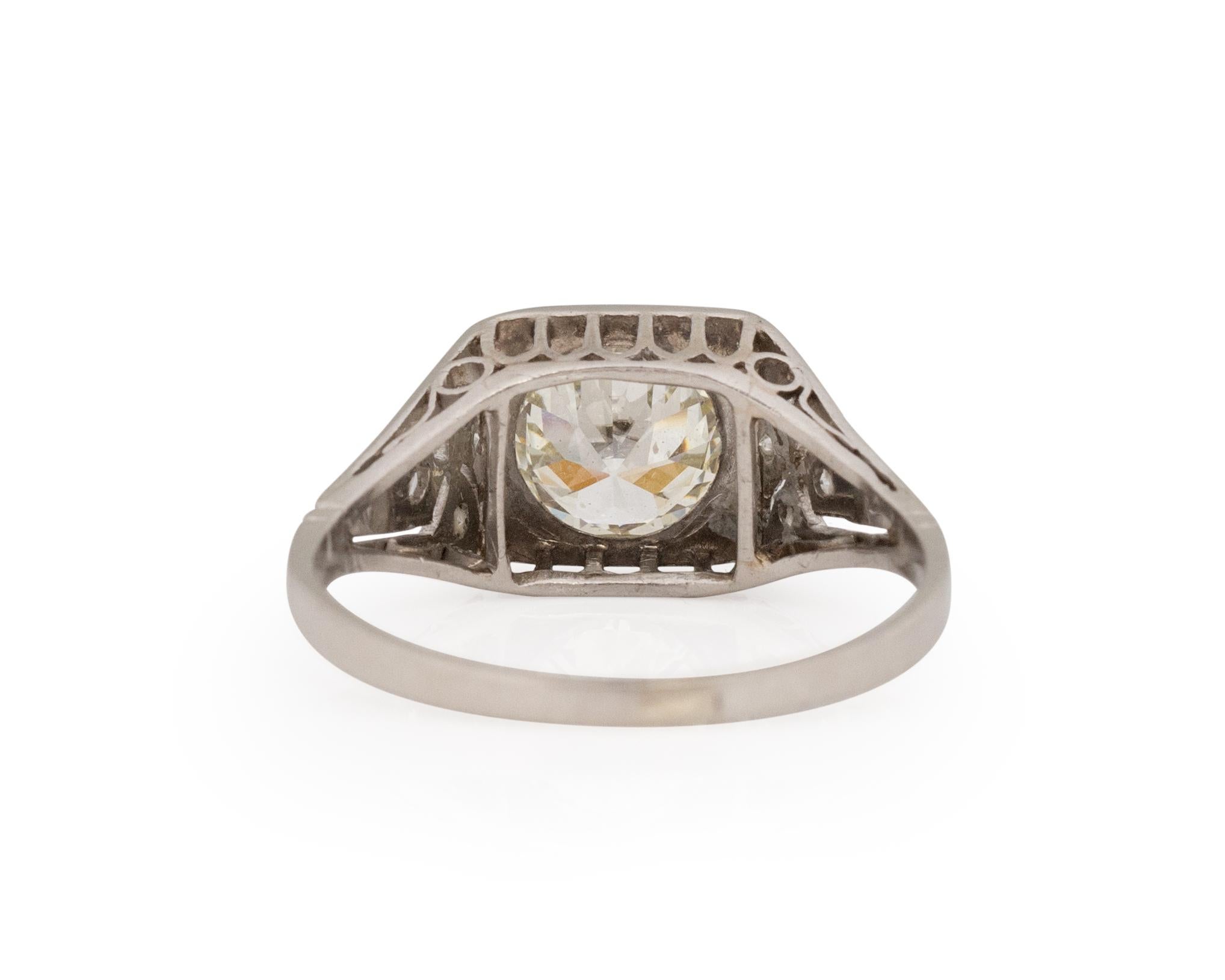 1.20 Carat Art Deco Diamond Platinum Engagement Ring In Good Condition For Sale In Atlanta, GA