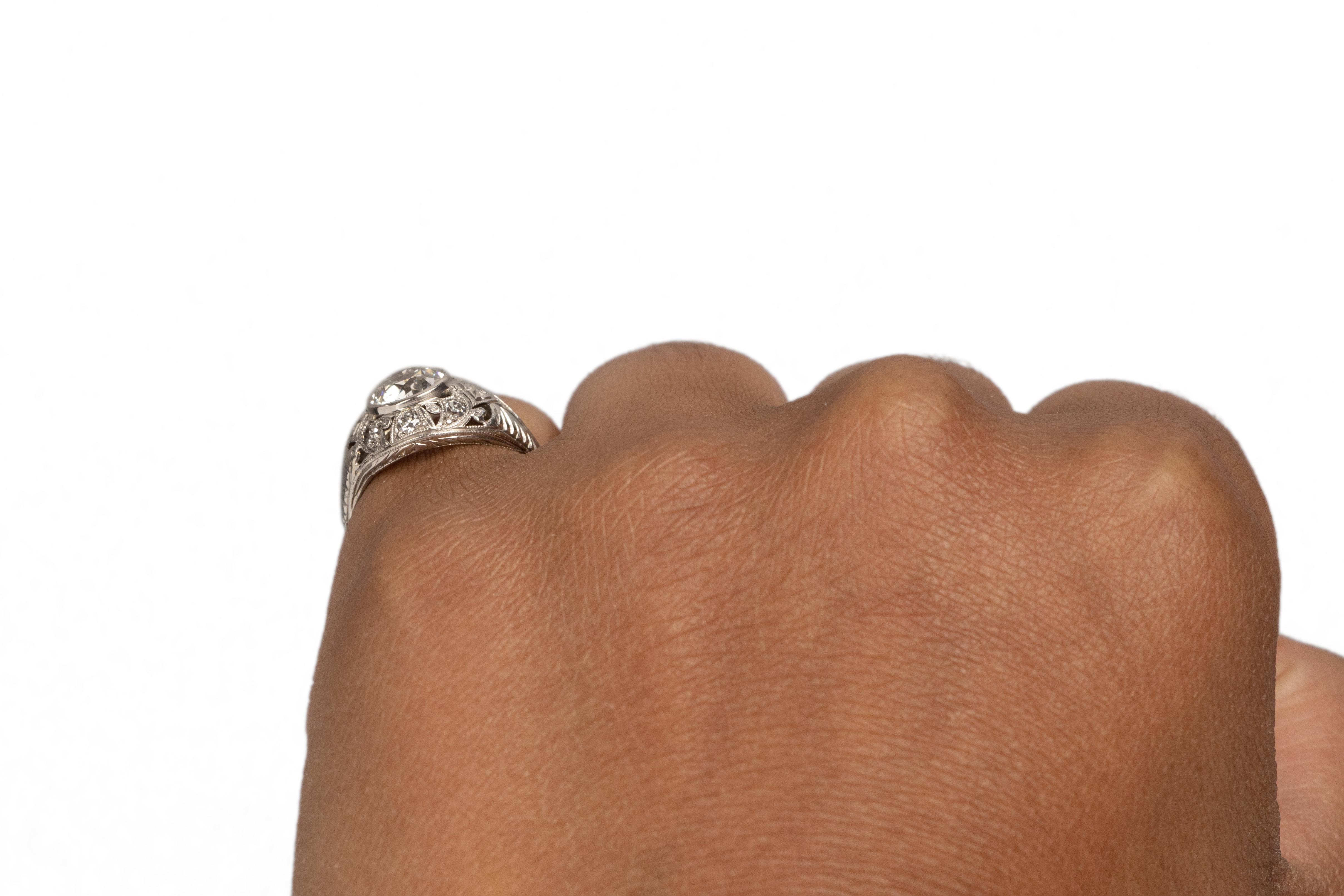1.20 Carat Art Deco Diamond Platinum Engagement Ring For Sale 1