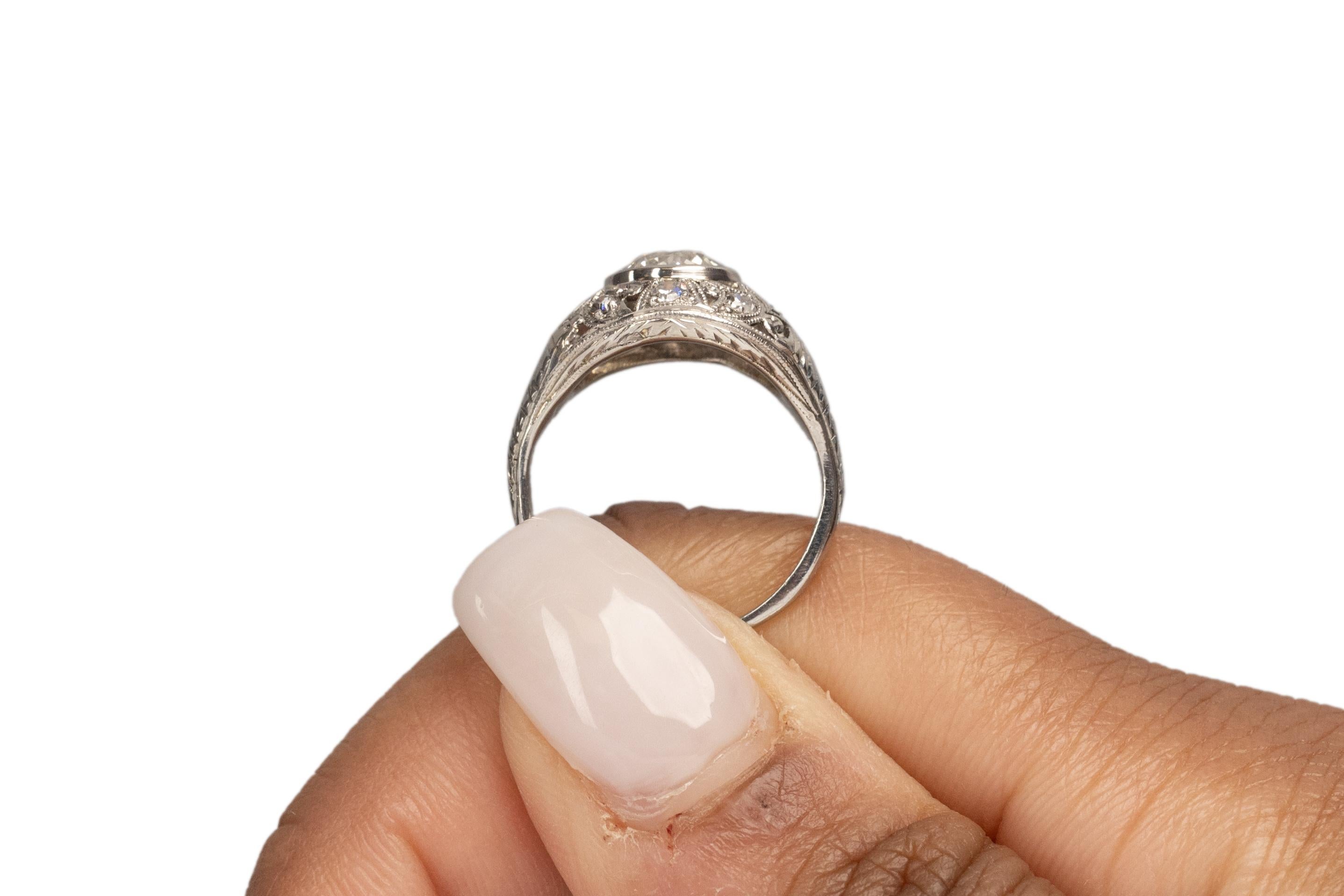 1,20 Karat Art Deco Diamant Platin Verlobungsring im Angebot 2