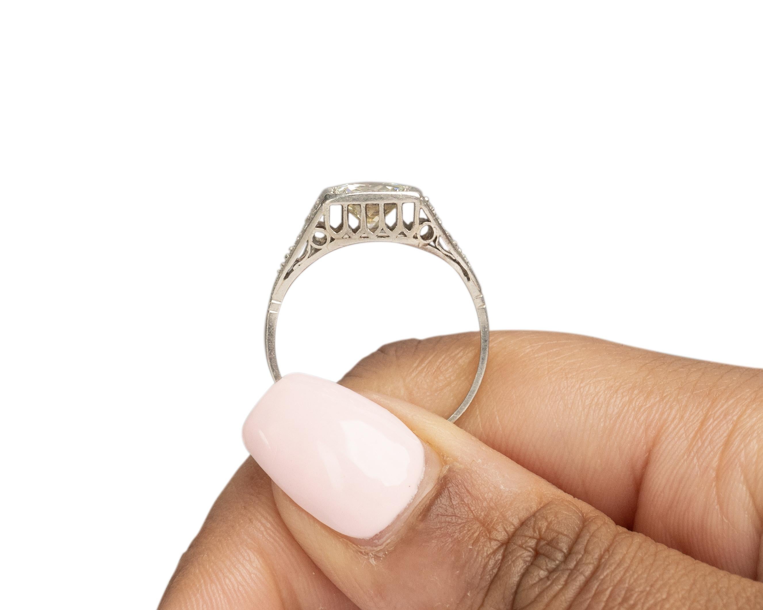 1.20 Carat Art Deco Diamond Platinum Engagement Ring For Sale 3