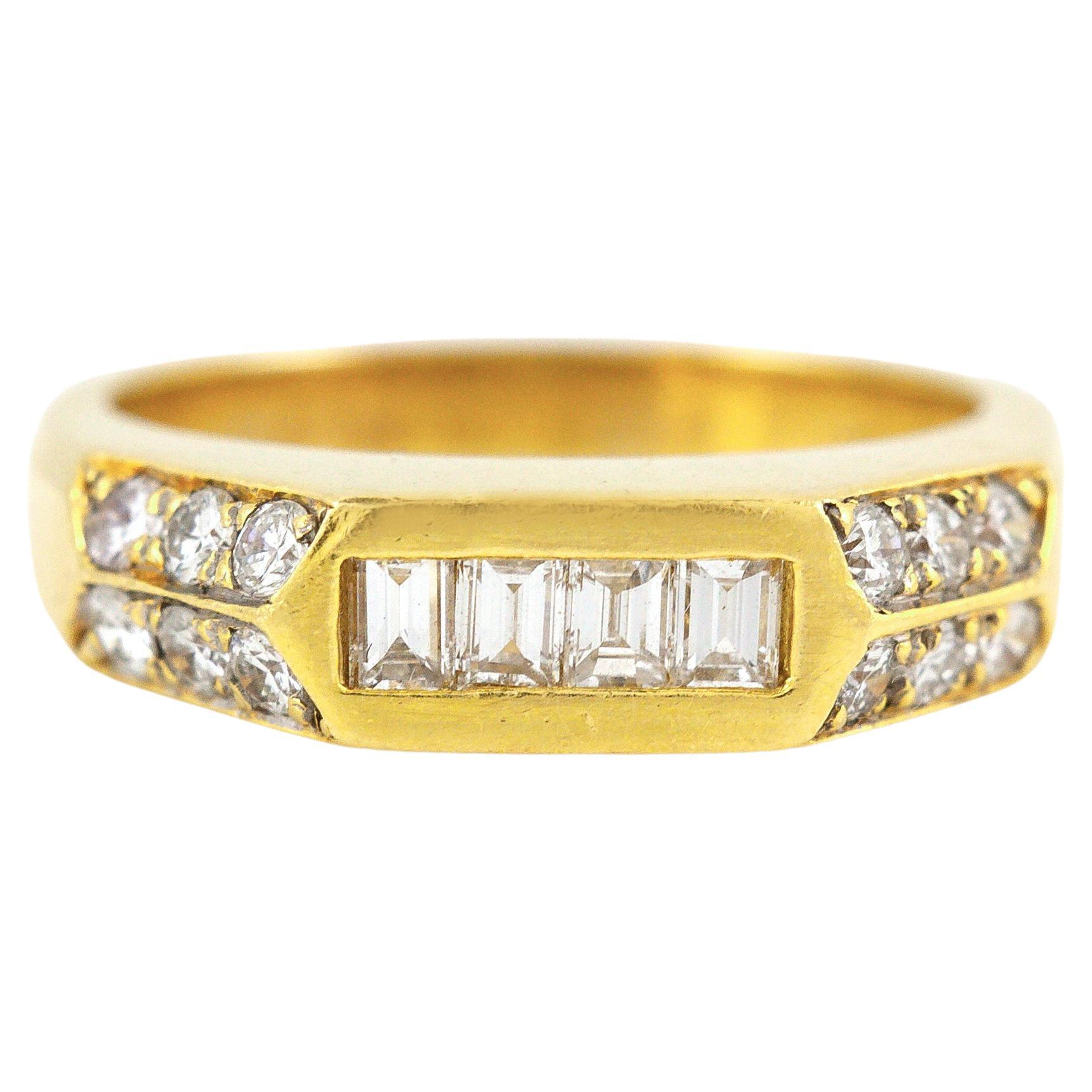 1.20 Carat Baguette and Round Cut Diamonds Men's Ring For Sale