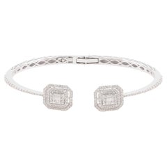 1.20 Carat Baguette Diamond Cuff Bangle Bracelet Solid 10k White Gold Jewelry