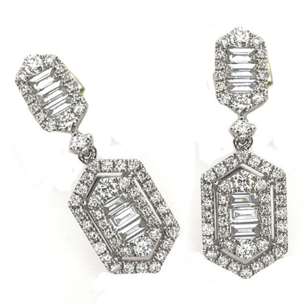 Baguette Cut 1.20 Carat Baguette Diamond Earrings