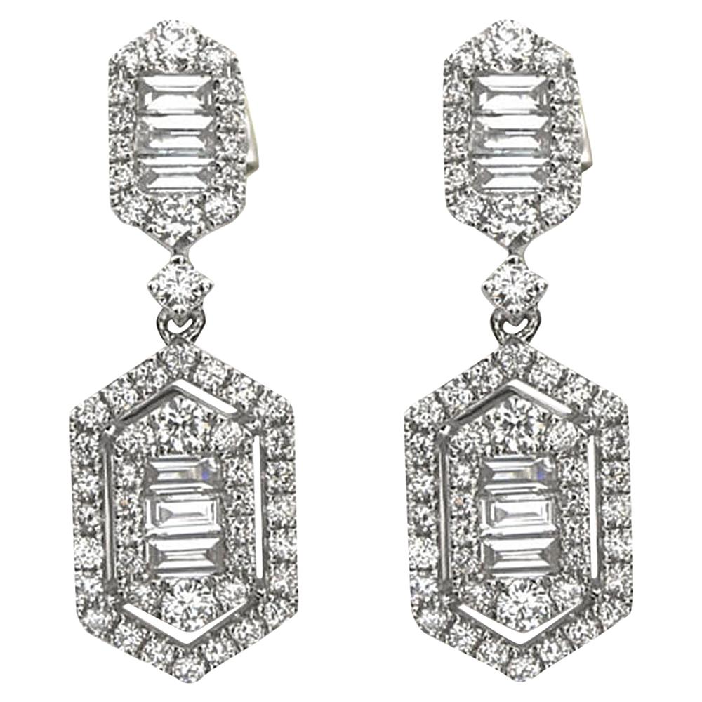 1.20 Carat Baguette Diamond Earrings