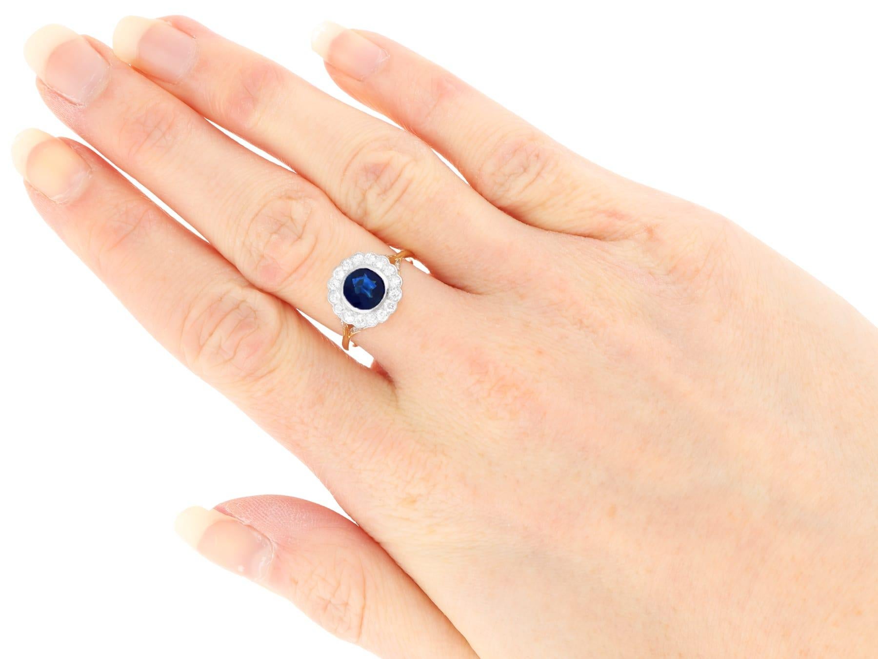1.20 Carat Basaltic Sapphire 0.54 Carat Diamond, 18k Yellow Gold Ring Circa 1935 For Sale 5