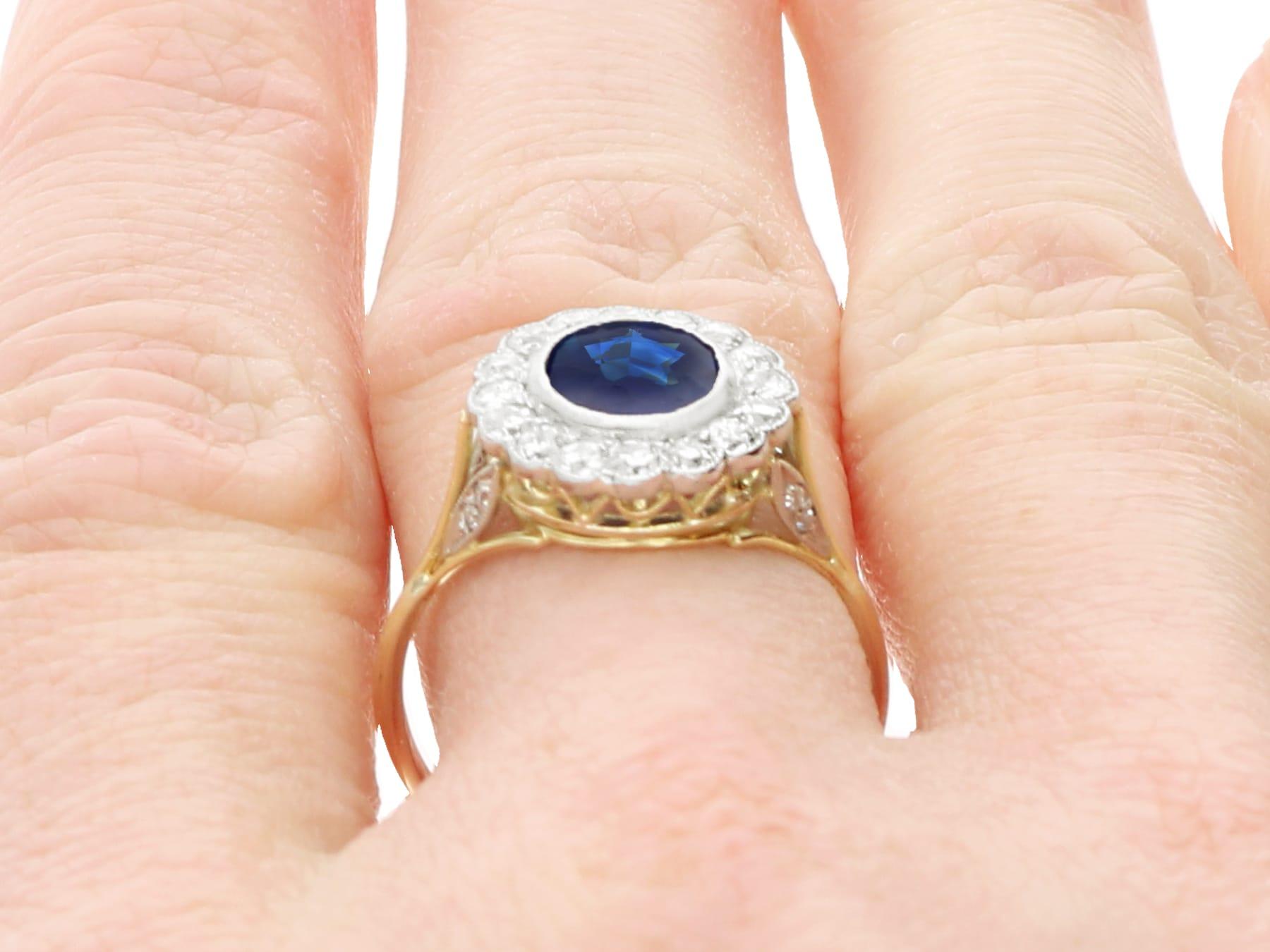 1.20 Carat Basaltic Sapphire 0.54 Carat Diamond, 18k Yellow Gold Ring Circa 1935 For Sale 7