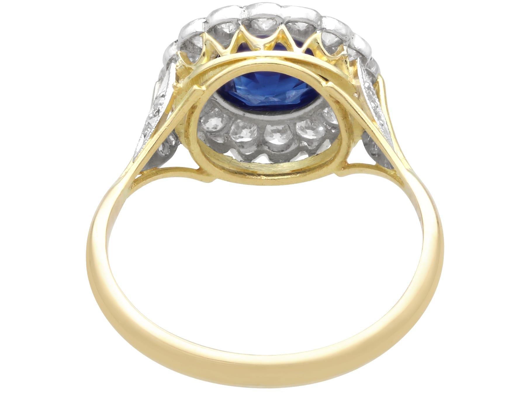 1.20 Carat Basaltic Sapphire 0.54 Carat Diamond, 18k Yellow Gold Ring Circa 1935 For Sale 1