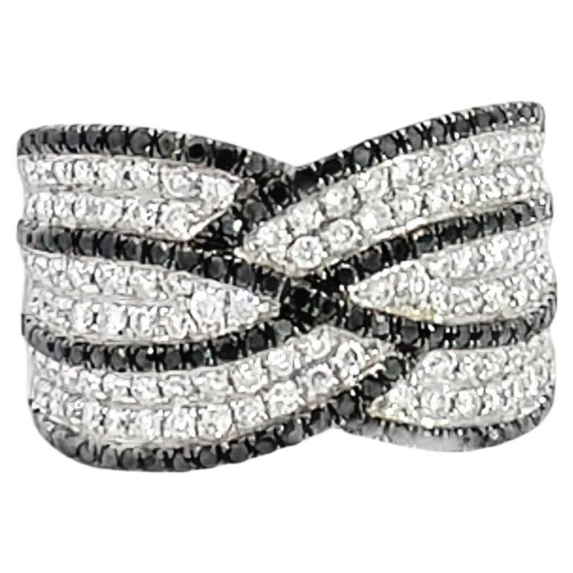 1.20 Carat Black and White Diamond White Gold Ring