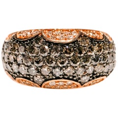 1.20 Carat Black Diamond 0.50 Ct Diamond 14 Karat Rose Gold Band Ring