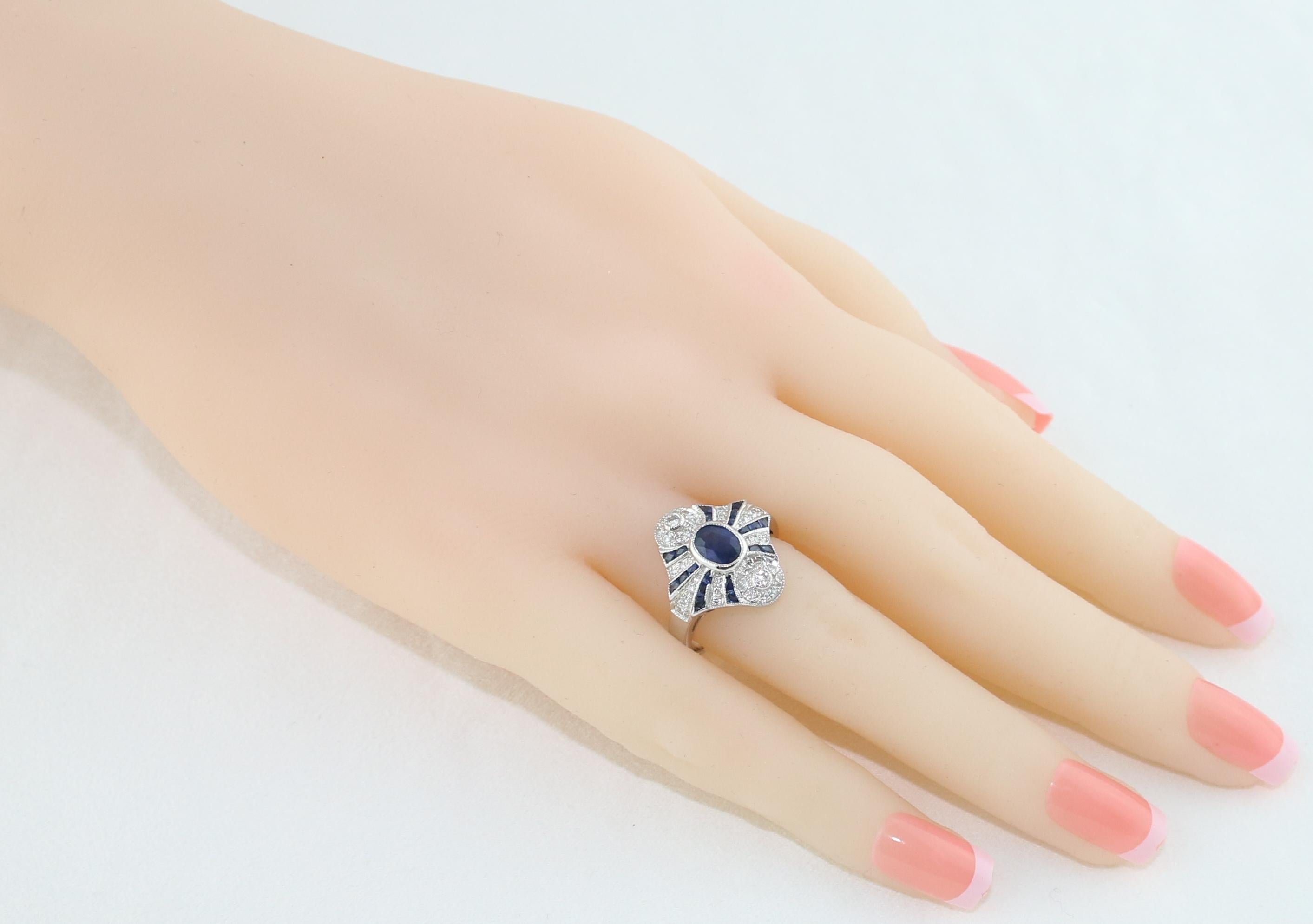 Goldring mit 1,20 Karat blauem Saphir und Diamant (Zeitgenössisch) im Angebot