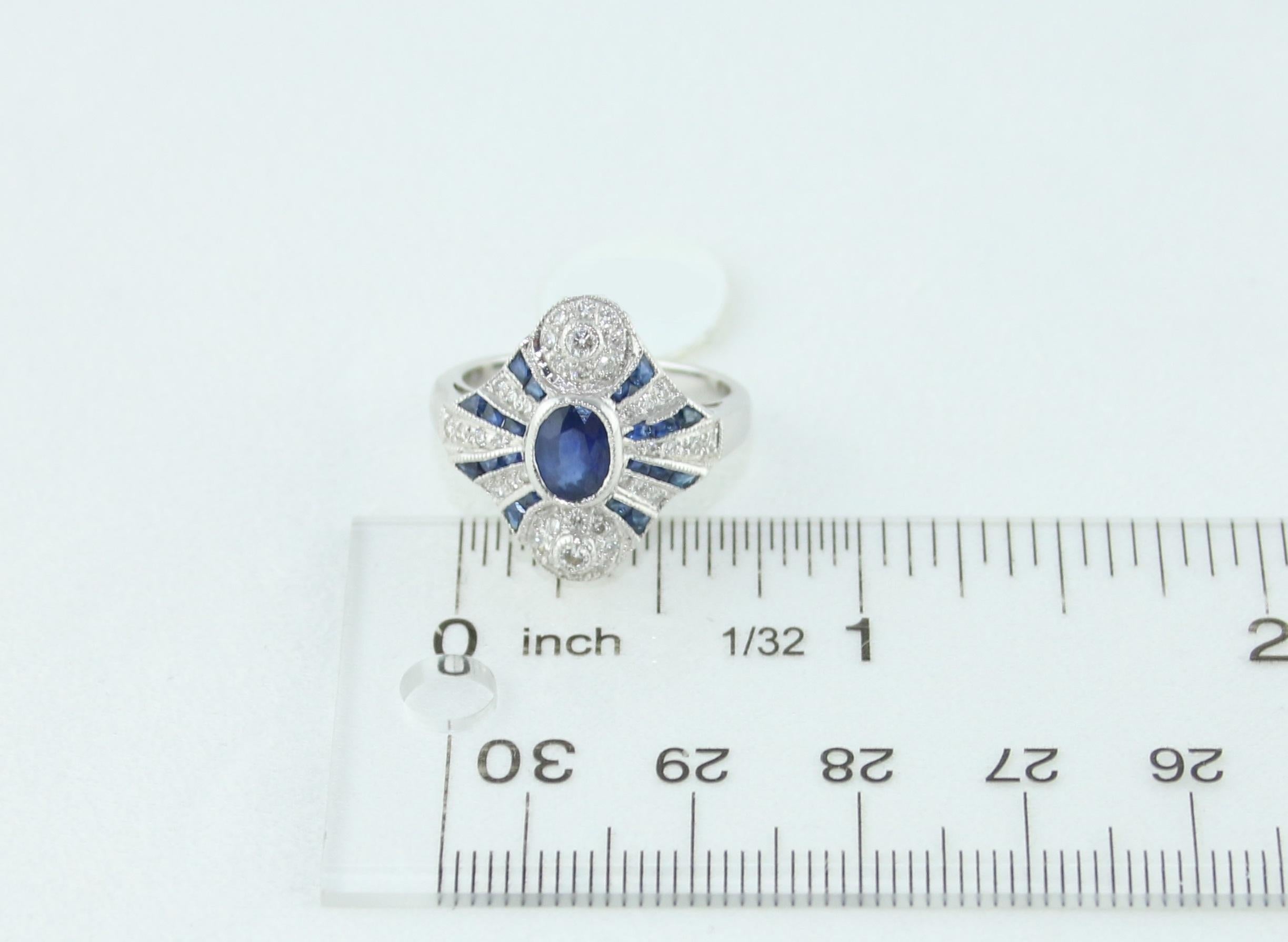 1.20 Carat Blue Sapphire Diamond Gold Ring For Sale 1