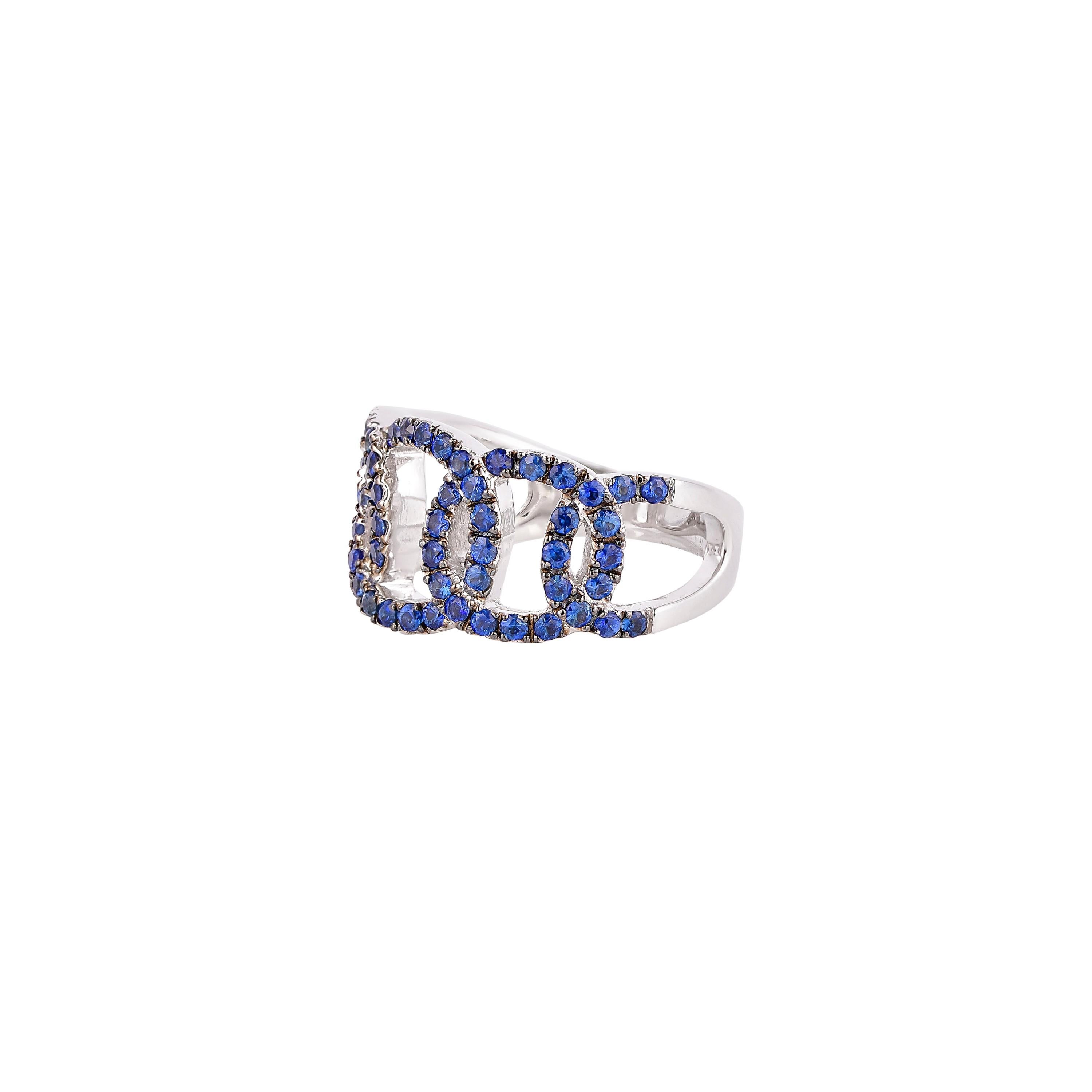 Contemporary 1.20 Carat Blue Sapphire Ring in 14 Karat White Gold For Sale