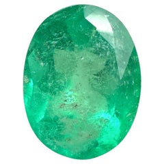 1.20 Carat Bright Green Oval Emerald (Émeraude ovale vert vif)  Pierre de naissance du mois de mai en Colombie Naturelle